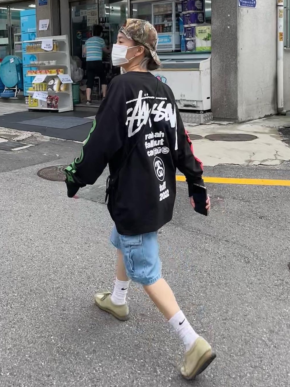 Stussy x Cactus Plant Flea Market Sport LS T-Shirt Black 착용 스타일 - 1