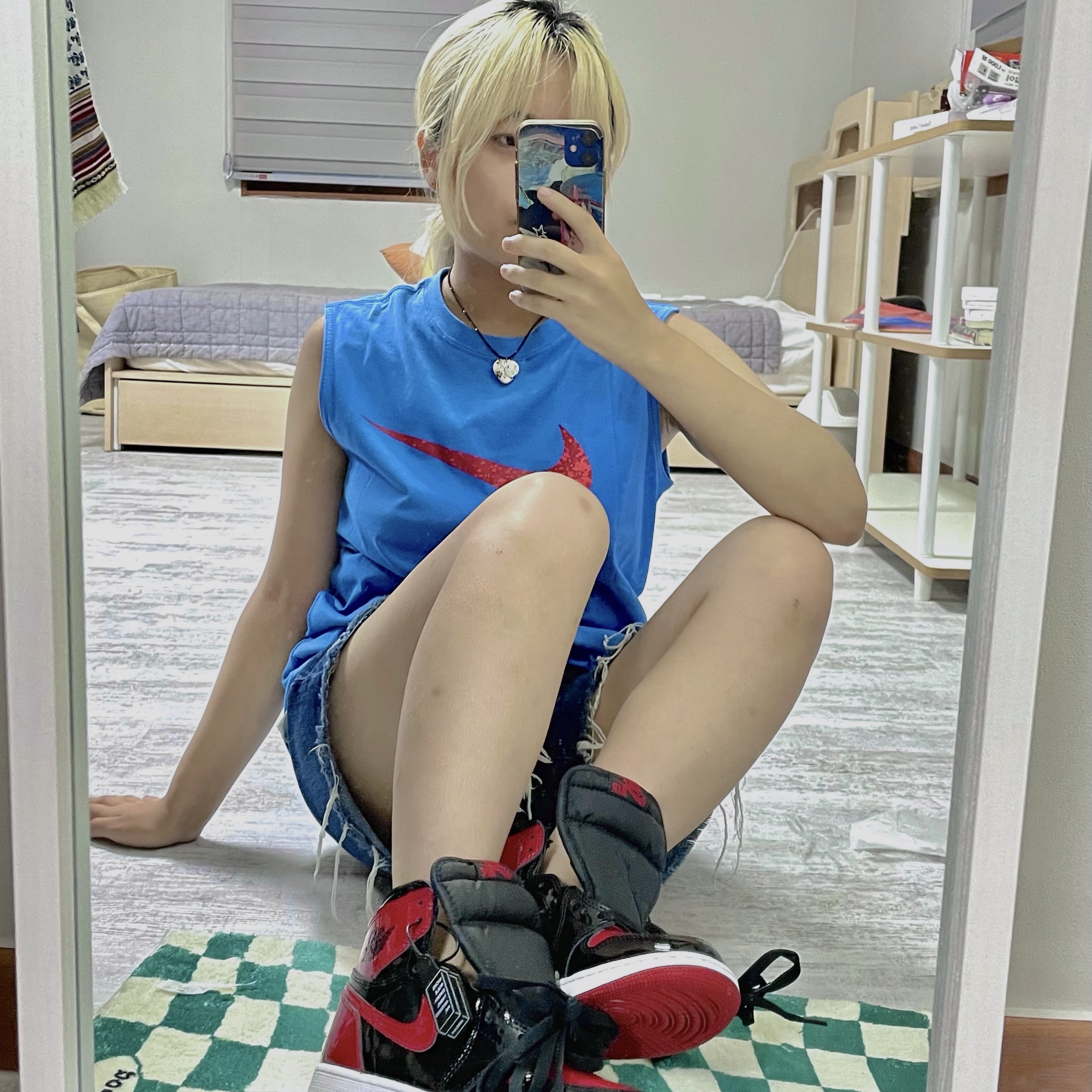 (GS) Jordan 1 Retro High OG Patent Bred 착용 스타일 - 2
