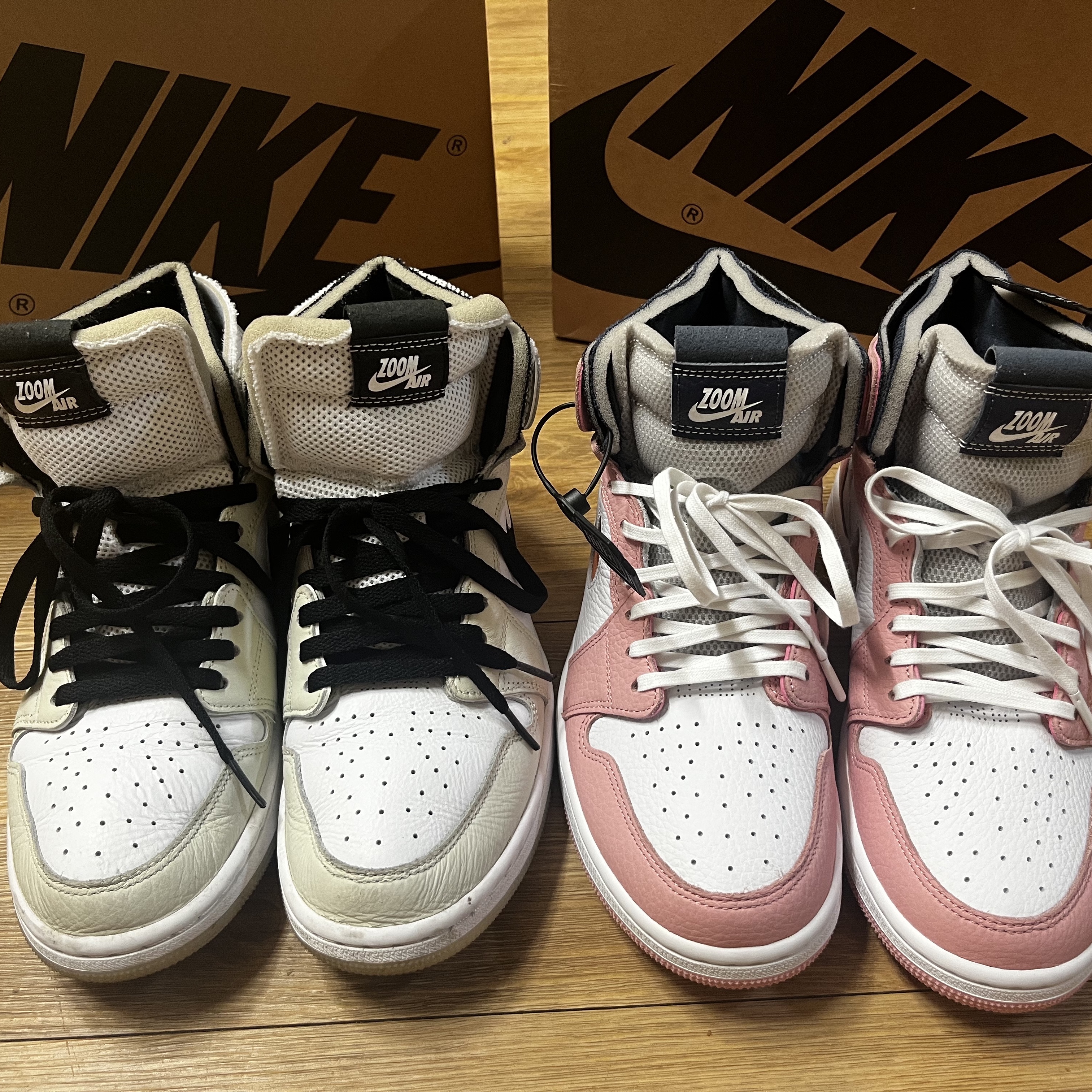 (W) Jordan 1 Zoom Air CMFT Light Bone, (W) Jordan 1 Zoom Air CMFT Pink Glaze 착용 스타일 - 3