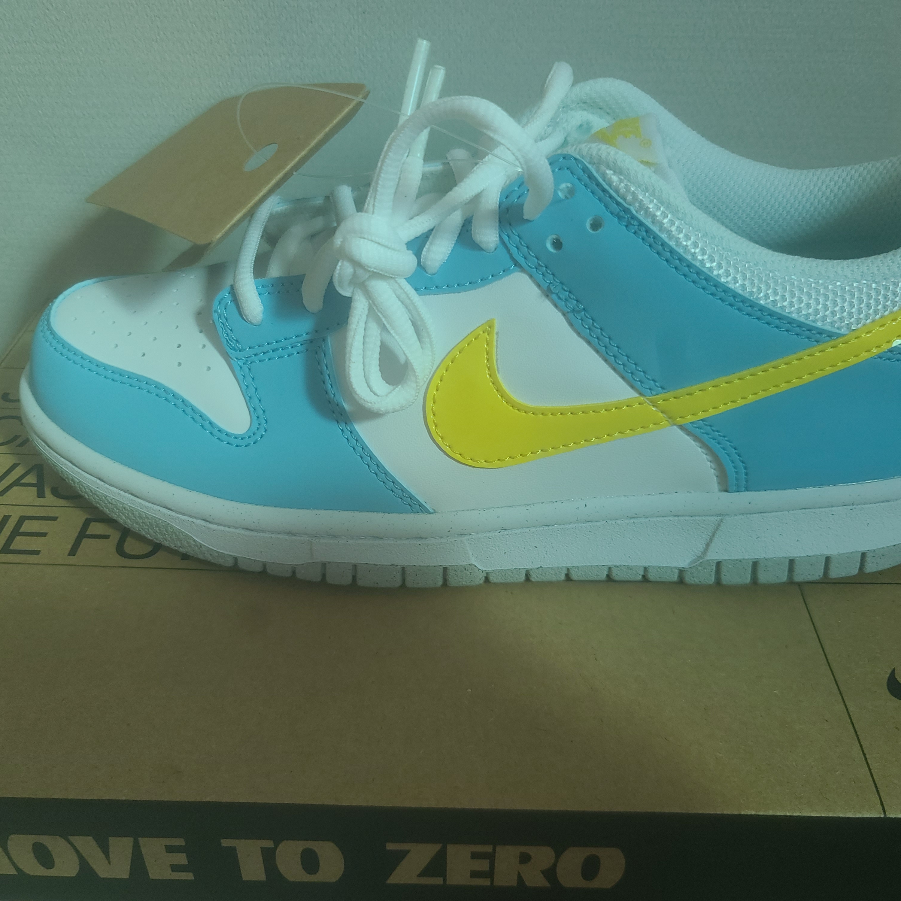 (GS) Nike Dunk Low Next Nature Blue Chill Yellow Strike 착용 스타일 - 2