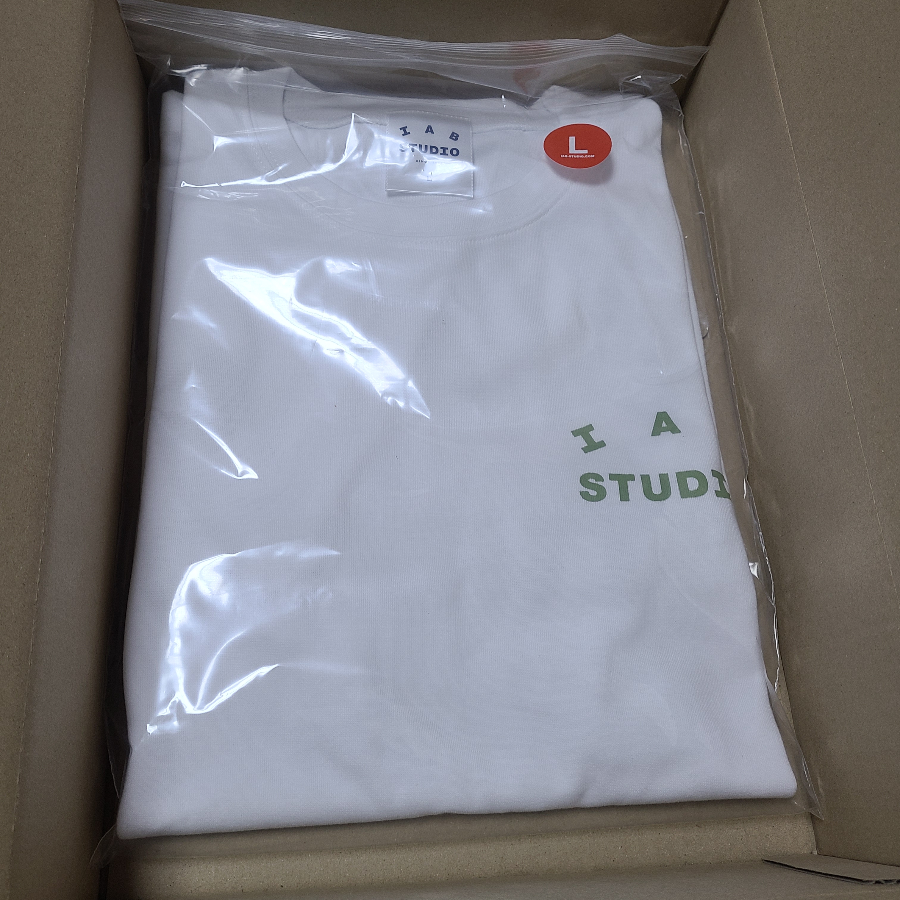 IAB Studio T-Shirt White Light Green 착용 스타일