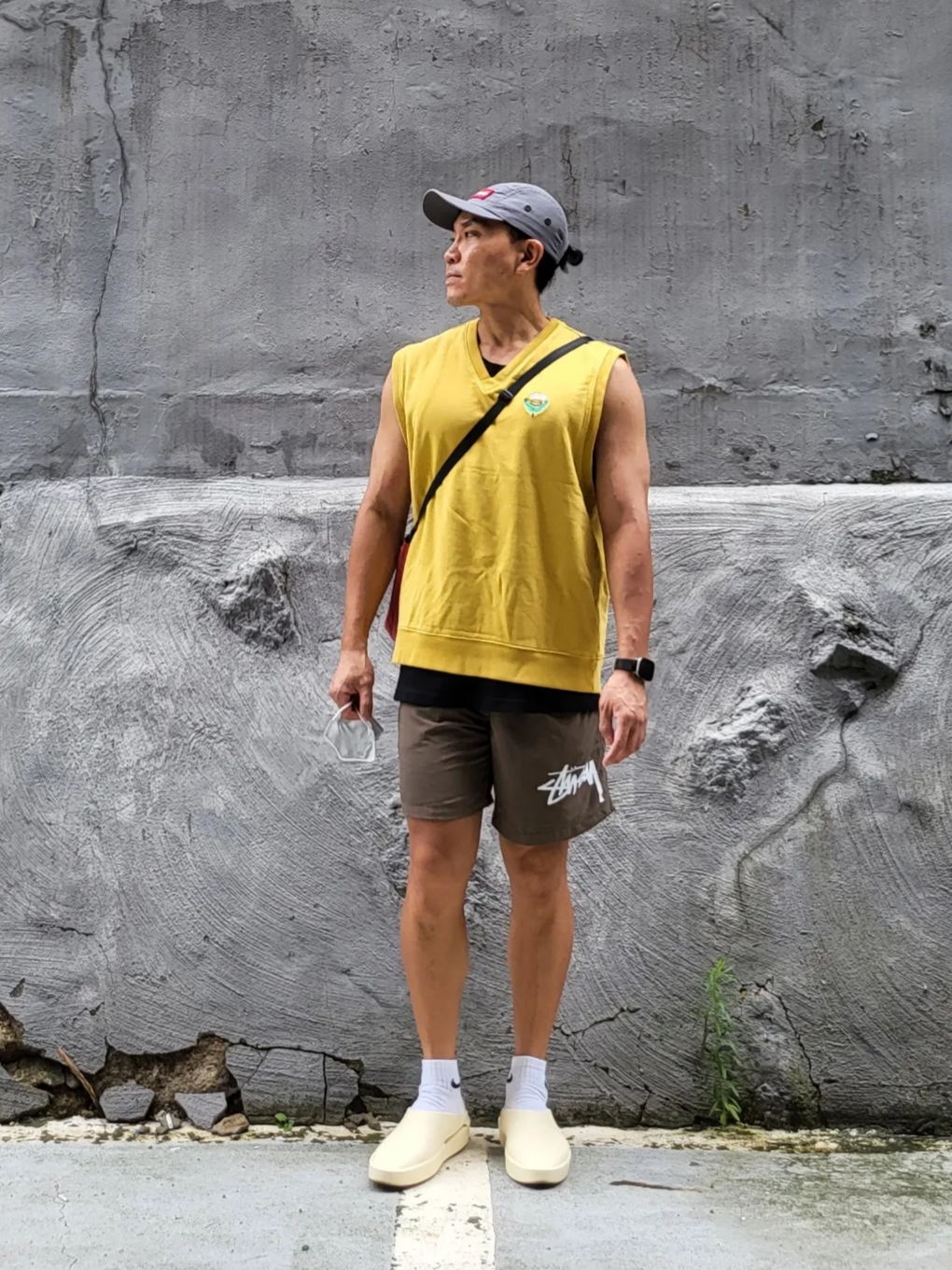 Supreme Military Camp Cap Grey - 21SS, Stussy Fleece Vest Yellow 착용 스타일 - 1