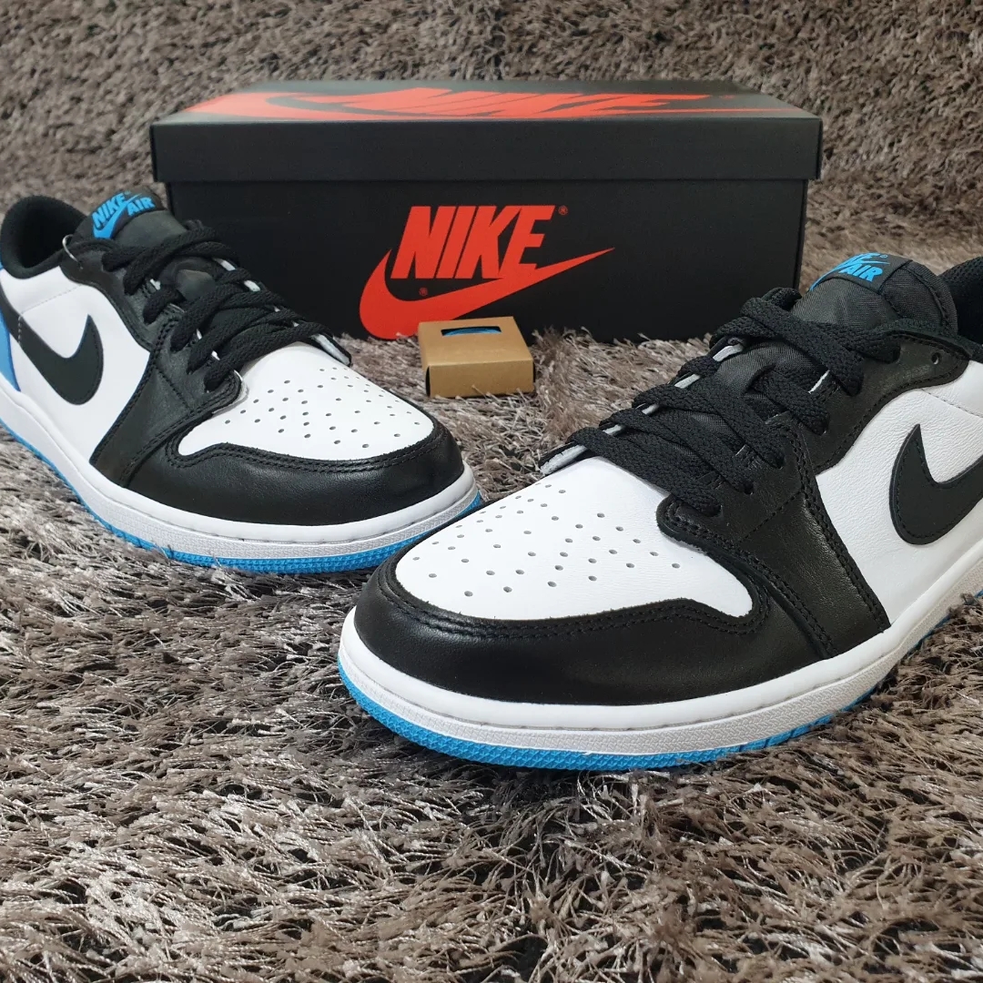 Jordan 1 Retro Low OG Black and Dark Powder Blue 착용 스타일 - 2