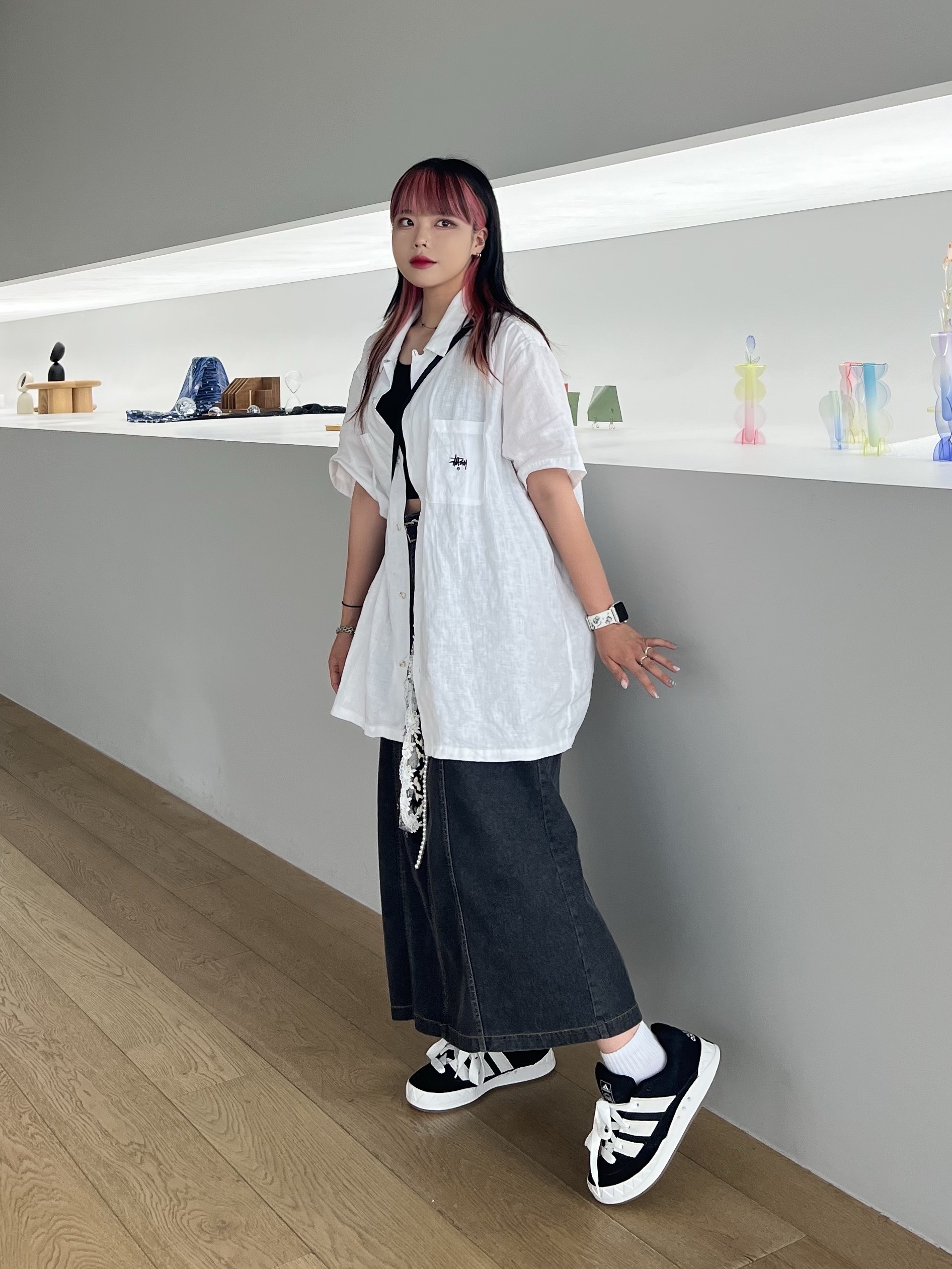 Adidas Adimatic Core Black 착용 스타일