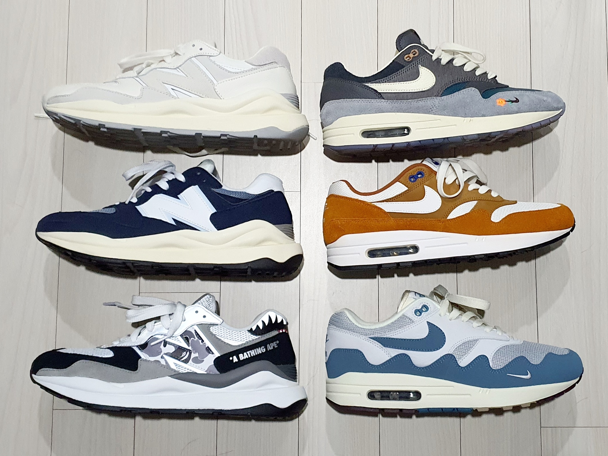 New Balance x BAPE 5740 Grey, New Balance 5740 Shifted White Pack 착용 스타일