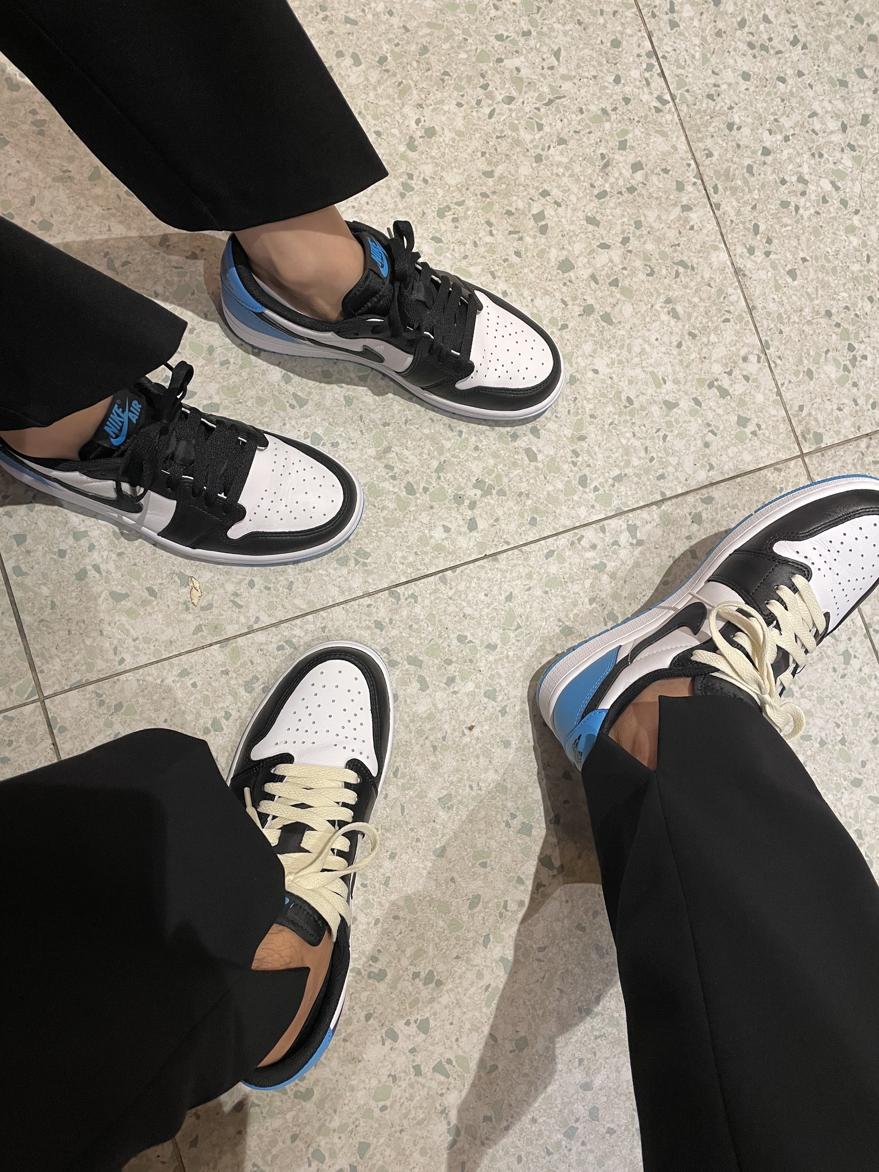 Jordan 1 Retro Low OG Black and Dark Powder Blue, (W) Jordan 1 Retro Low OG Black and Dark Powder Blue 착용 스타일