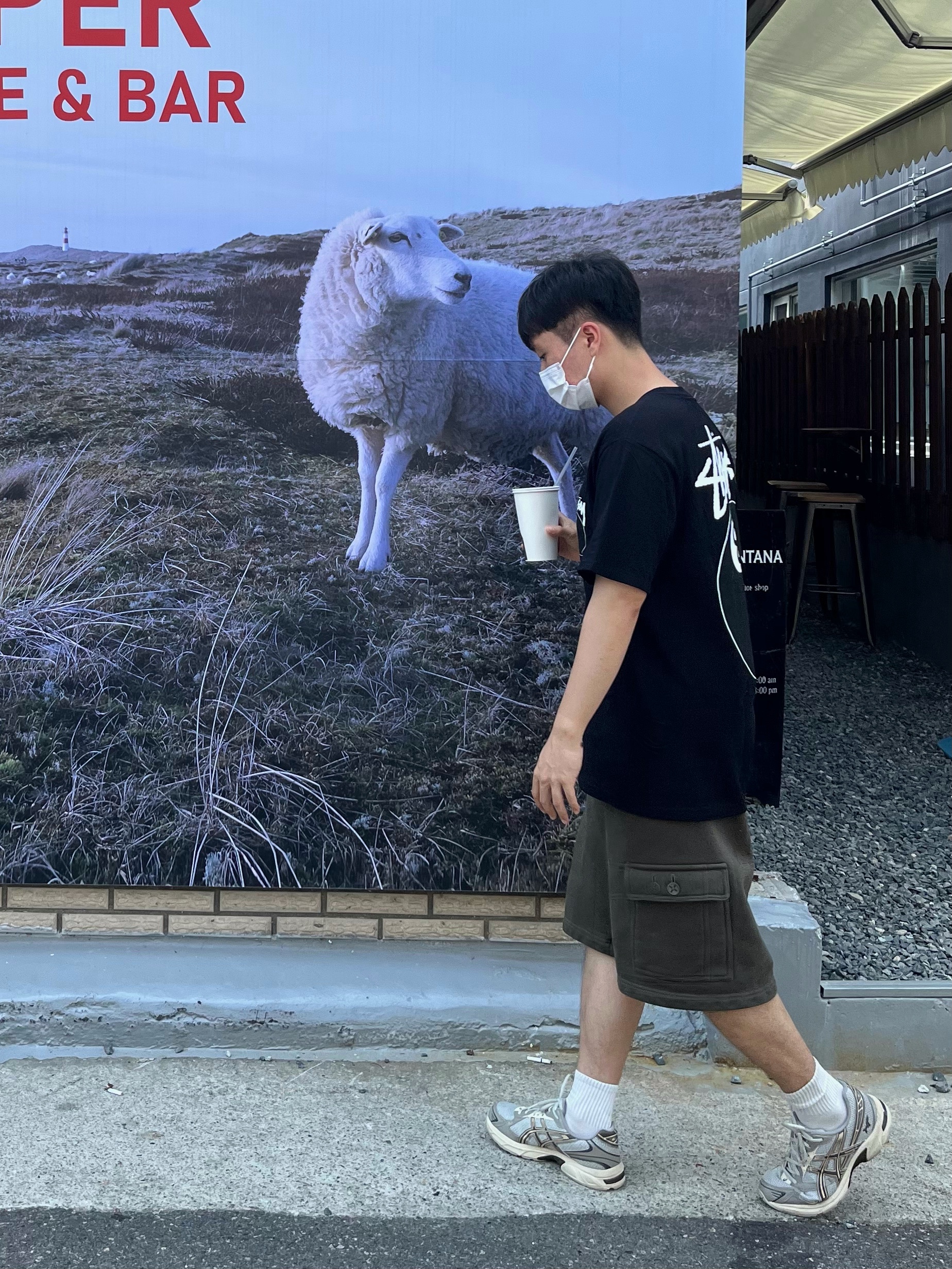 Stussy 8 Ball T-Shirt Black - 22SS, Asics x I4P Gel-1130 Glacier Grey Mink 착용 스타일