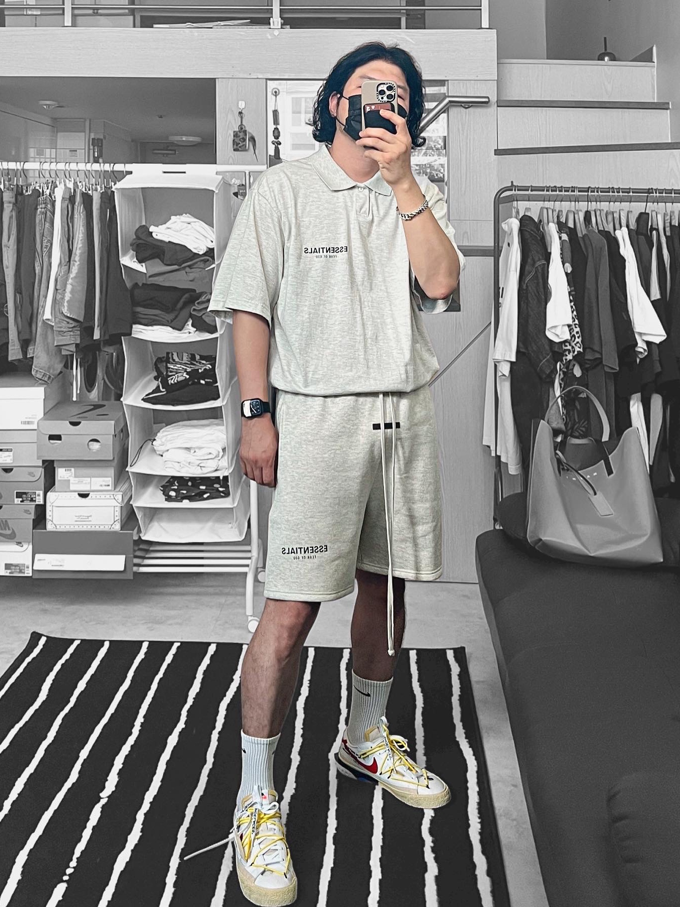 Maison Mihara Yasuhiro Blakey OG Sole Canvas Low-top Sneakers Black White, Nike x Peaceminusone Air Force 1 Low Para-Noise 착용 스타일 - 3