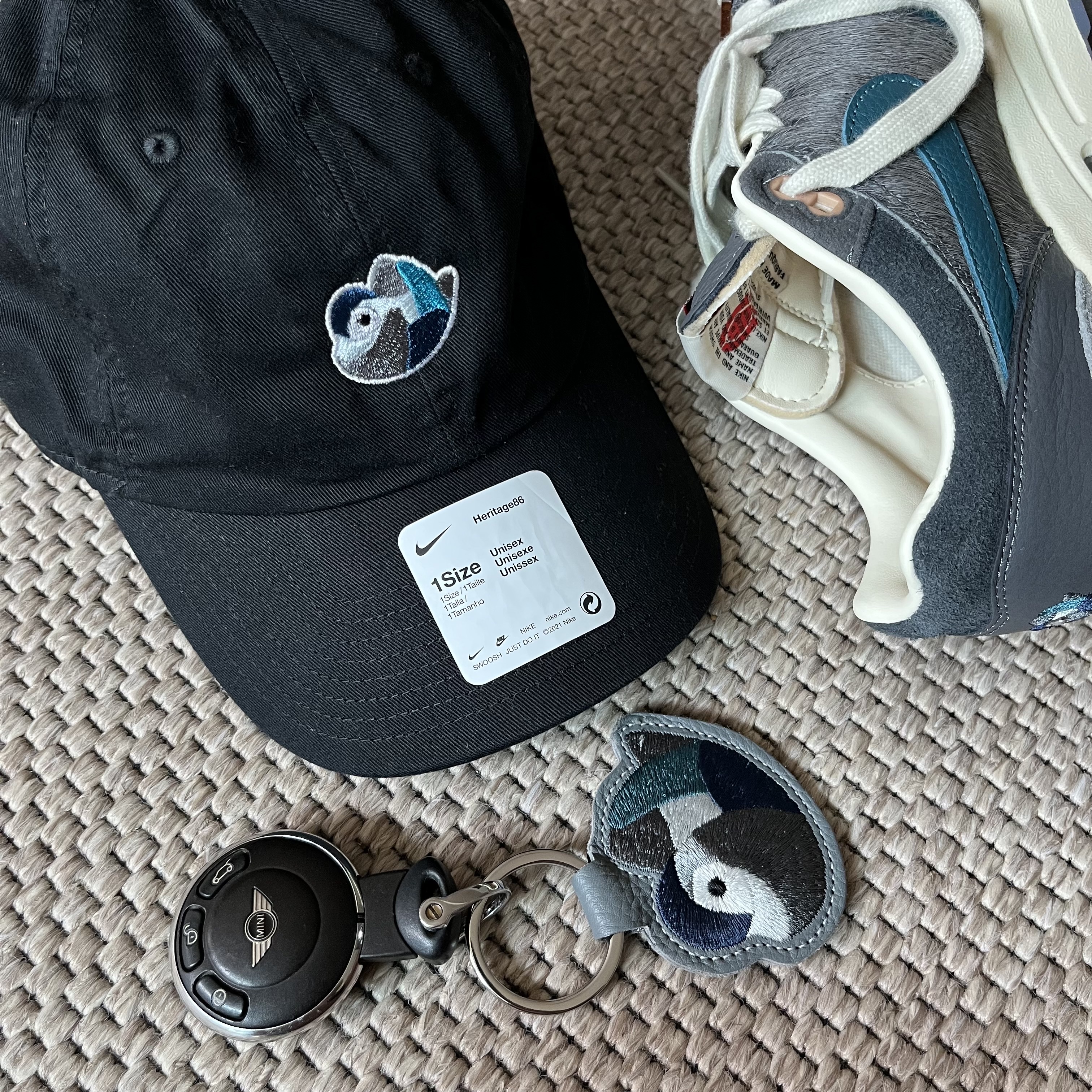 Nike x Kasina Air Max 1 SP Won-Ang Particle Grey, Nike x Kasina Heritage 86 Futura Washed Cap Won-Ang Black 착용 스타일 - 1