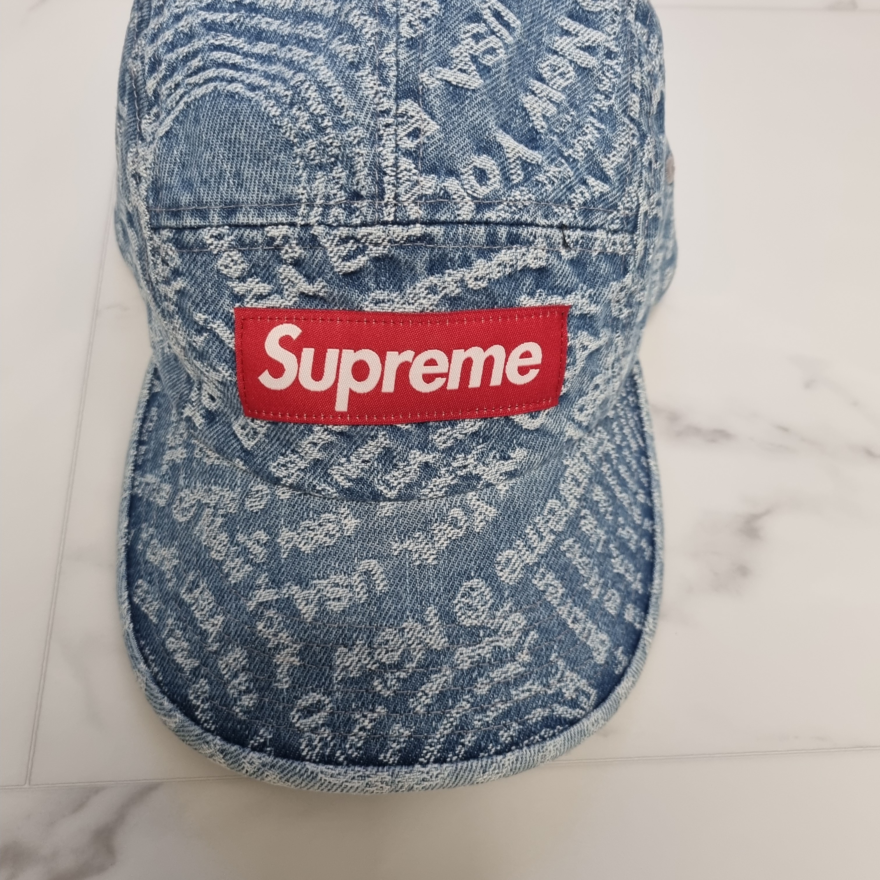 Supreme Circles Jacquard Denim Camp Cap Blue - 21FW 착용 스타일