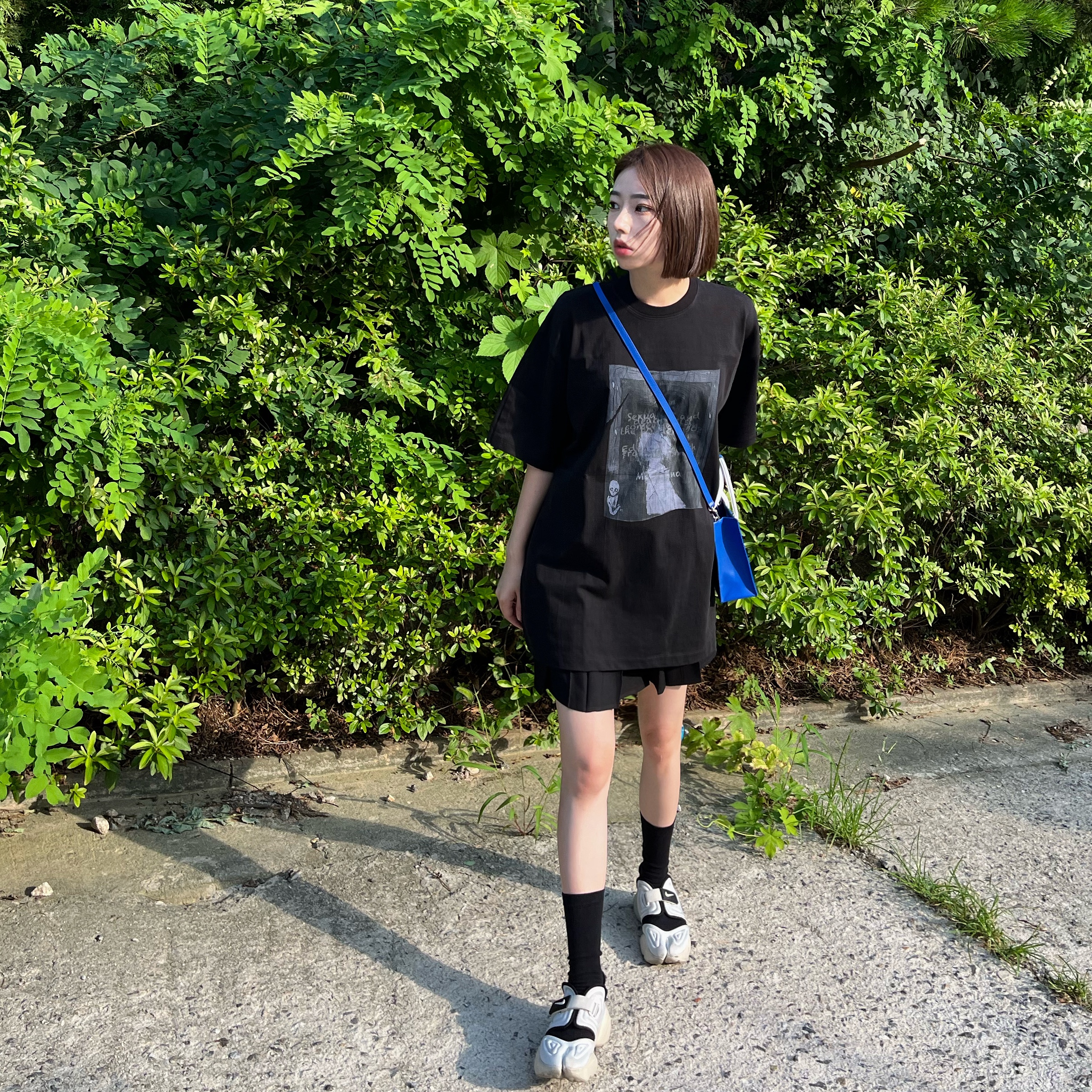 Ader Error Small Shopper Bag Blue, (W) Nike Aqua Rift Summit White 착용 스타일 - 2