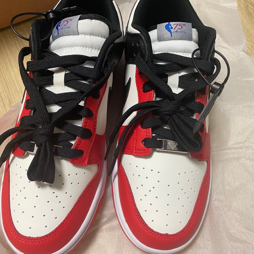 Nike x NBA Dunk Low Retro EMB Black and Chile Red 착용 스타일 - 1