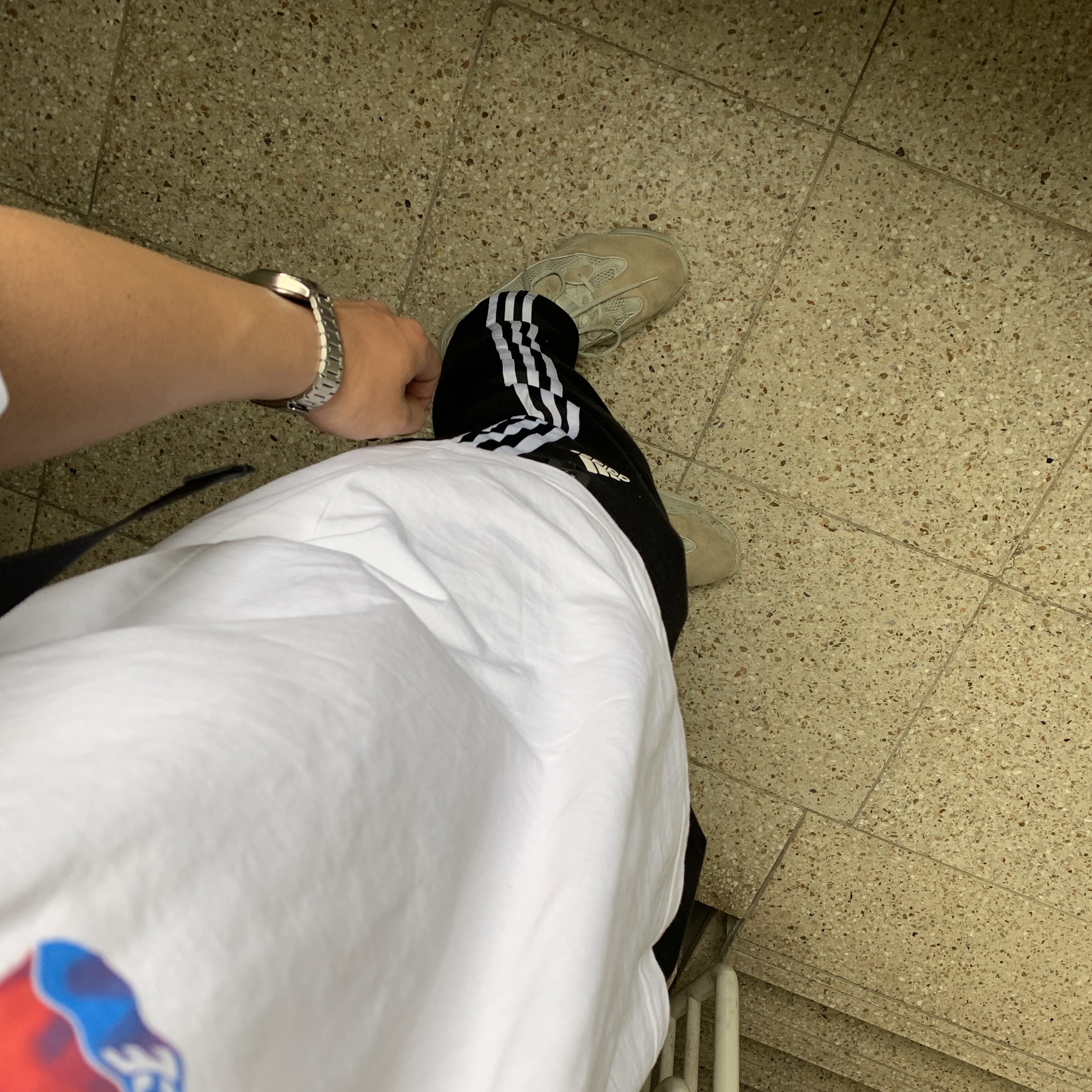 Jordan 1 x Travis Scott Retro Low OG SP Sail and Ridgerock, Palace Tri-Visions T-Shirt White - 22SS 착용 스타일 - 2