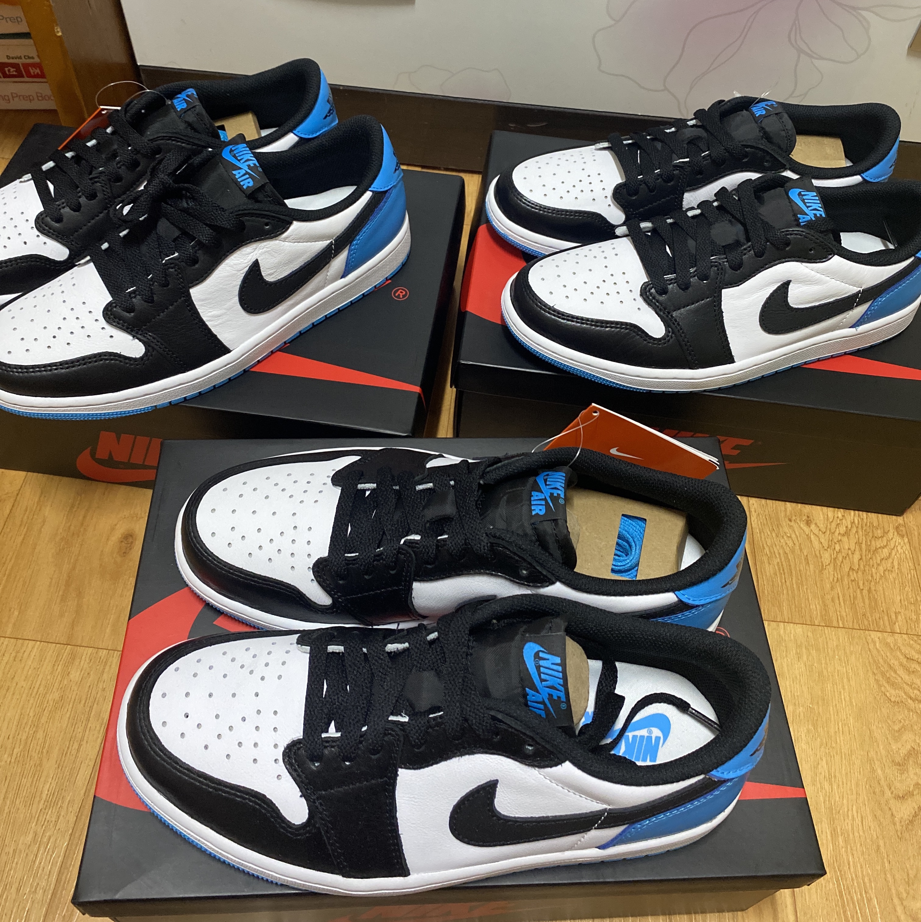 Jordan 1 Retro Low OG Black and Dark Powder Blue, (W) Jordan 1 Retro Low OG Black and Dark Powder Blue 착용 스타일