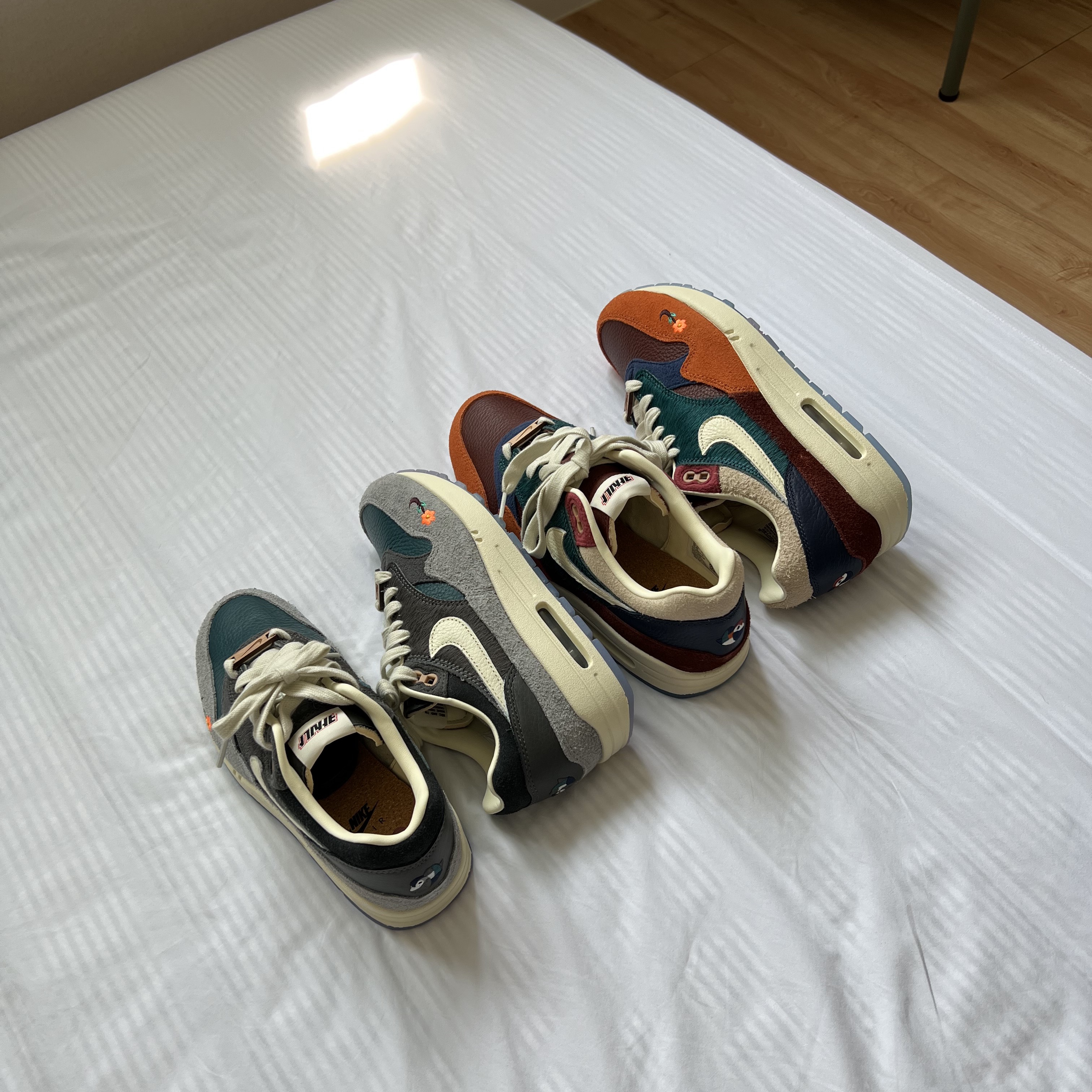 Nike x Kasina Air Max 1 SP Won-Ang Particle Grey, Nike x Kasina Air Max 1 SP Won-Ang Orange 착용 스타일