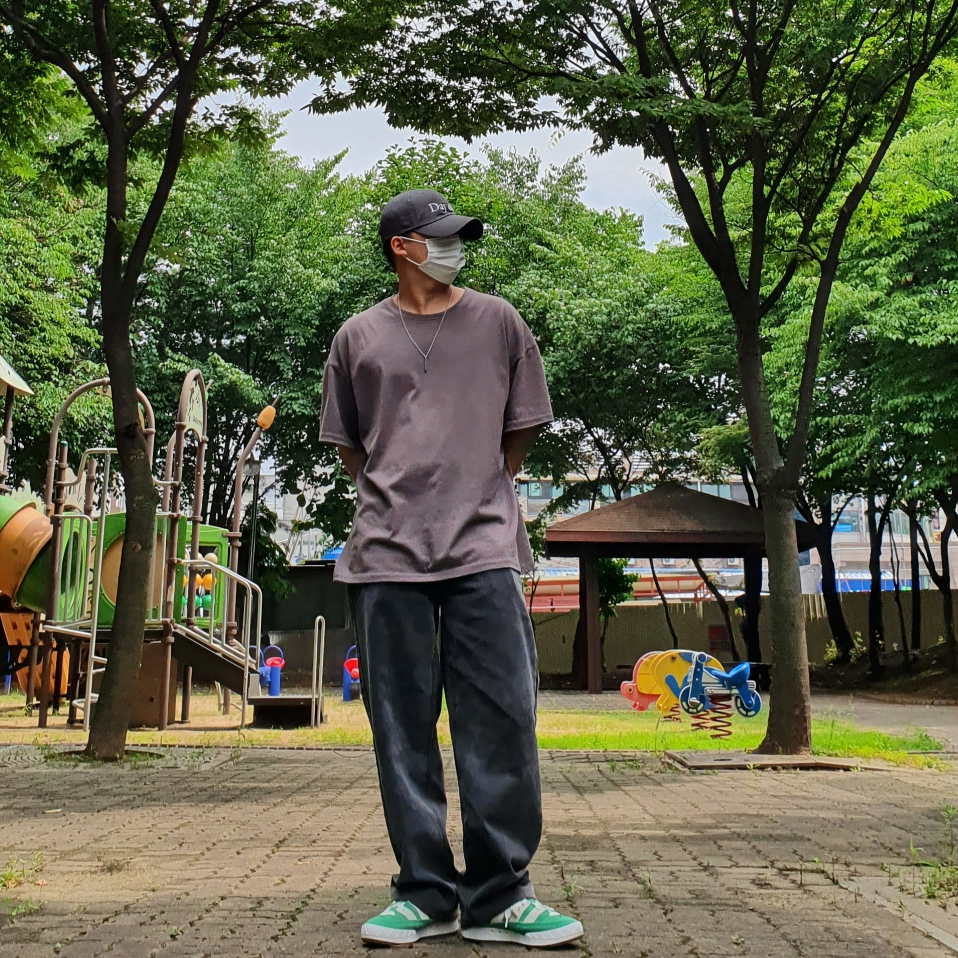 Adidas Adimatic Green 착용 스타일