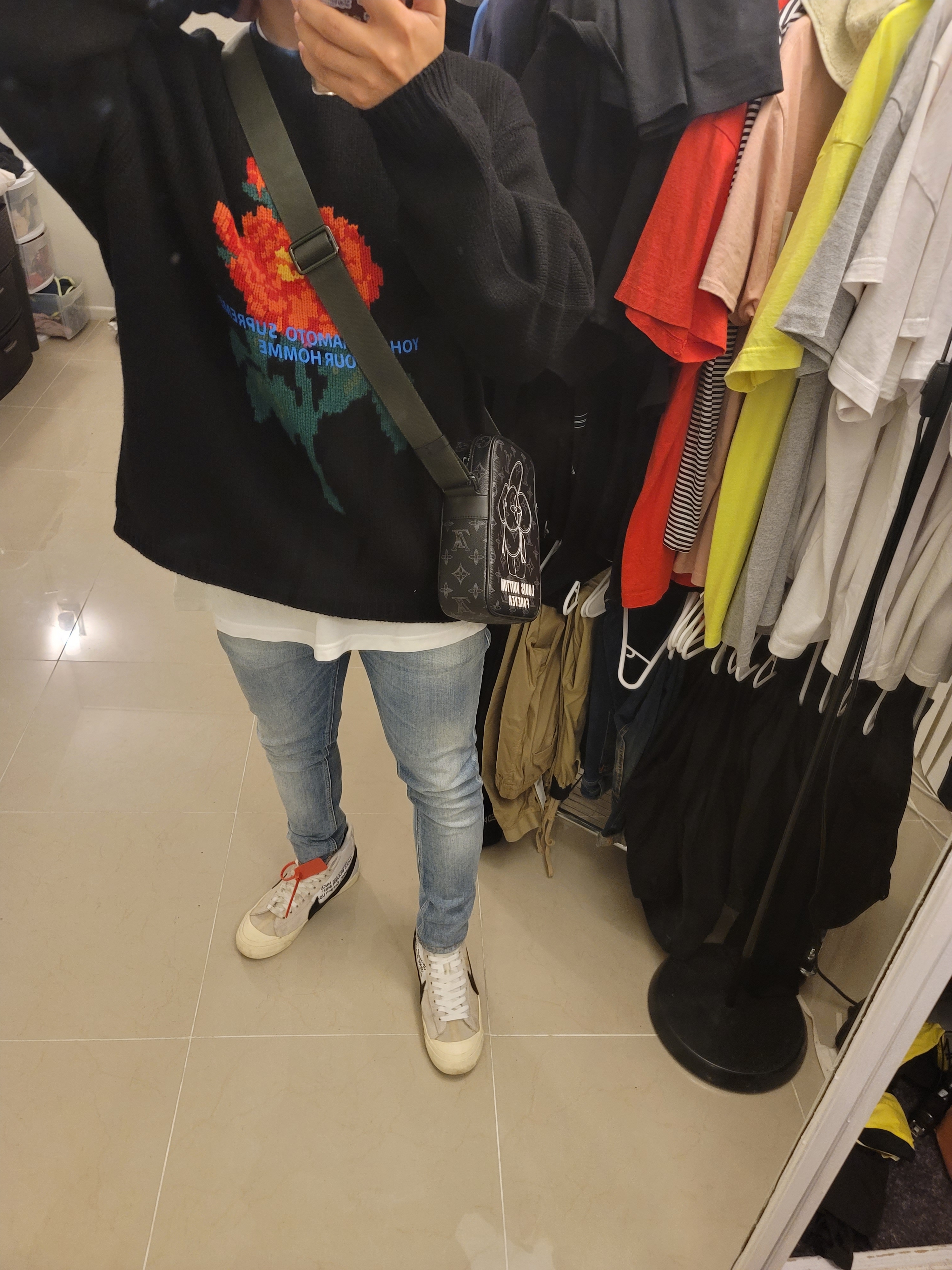Supreme x Yohji Yamamoto Sweater - 20FW, Nike x Off-White Blazer Mid White OG The Ten 착용 스타일 - 1