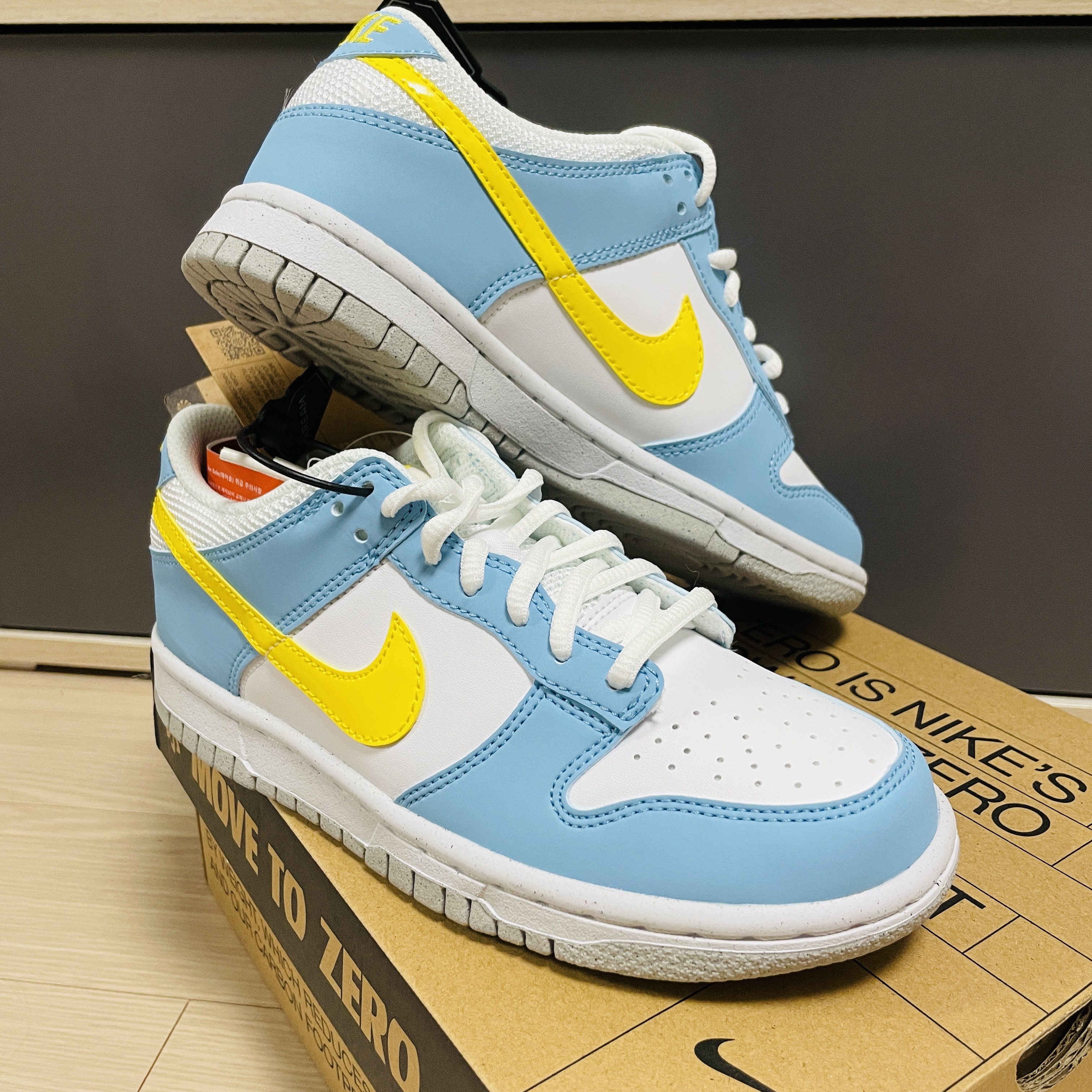 (GS) Nike Dunk Low Next Nature Blue Chill Yellow Strike 착용 스타일 - 2