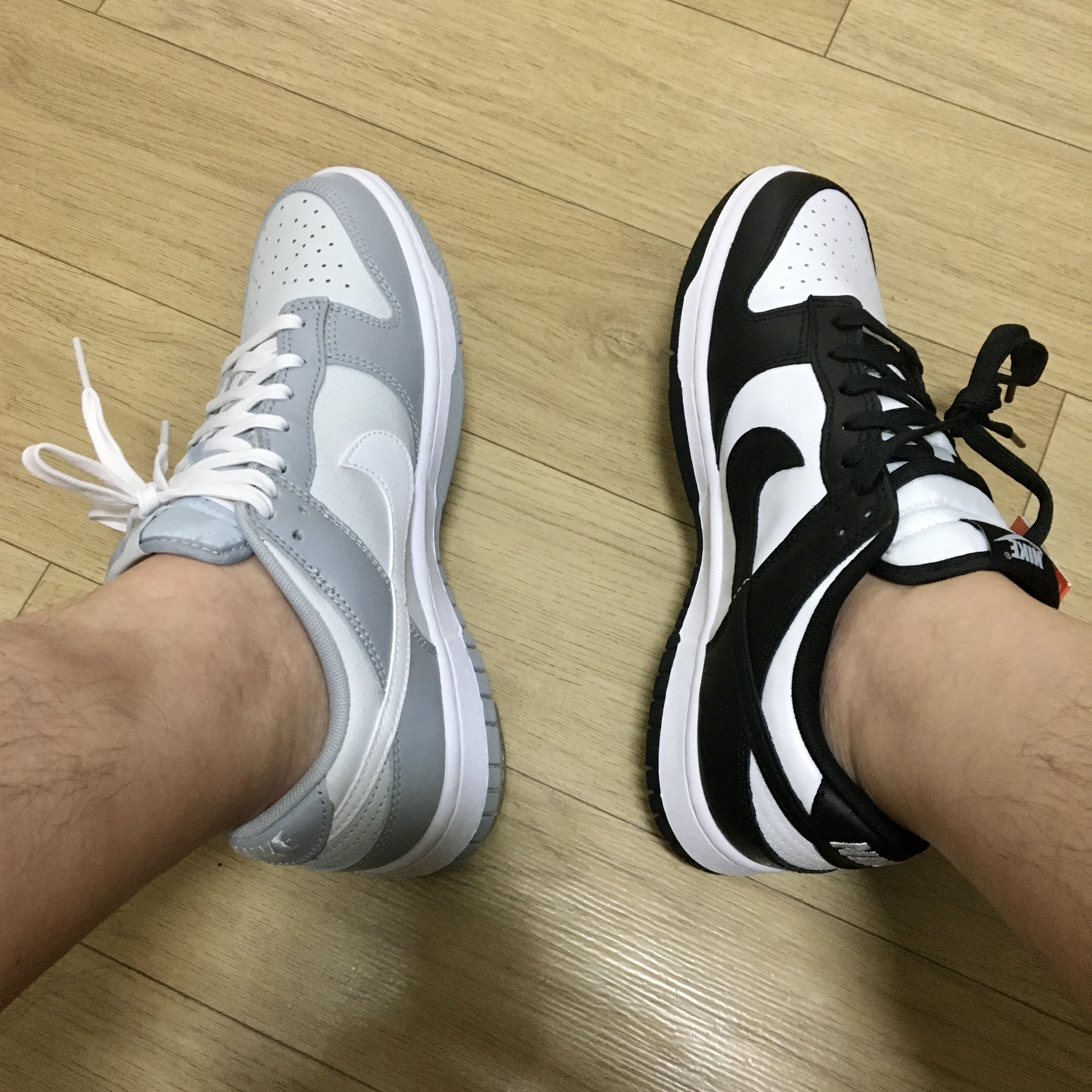 Nike Dunk Low Retro Wolf Grey, Nike Dunk Low Retro Black 착용 스타일