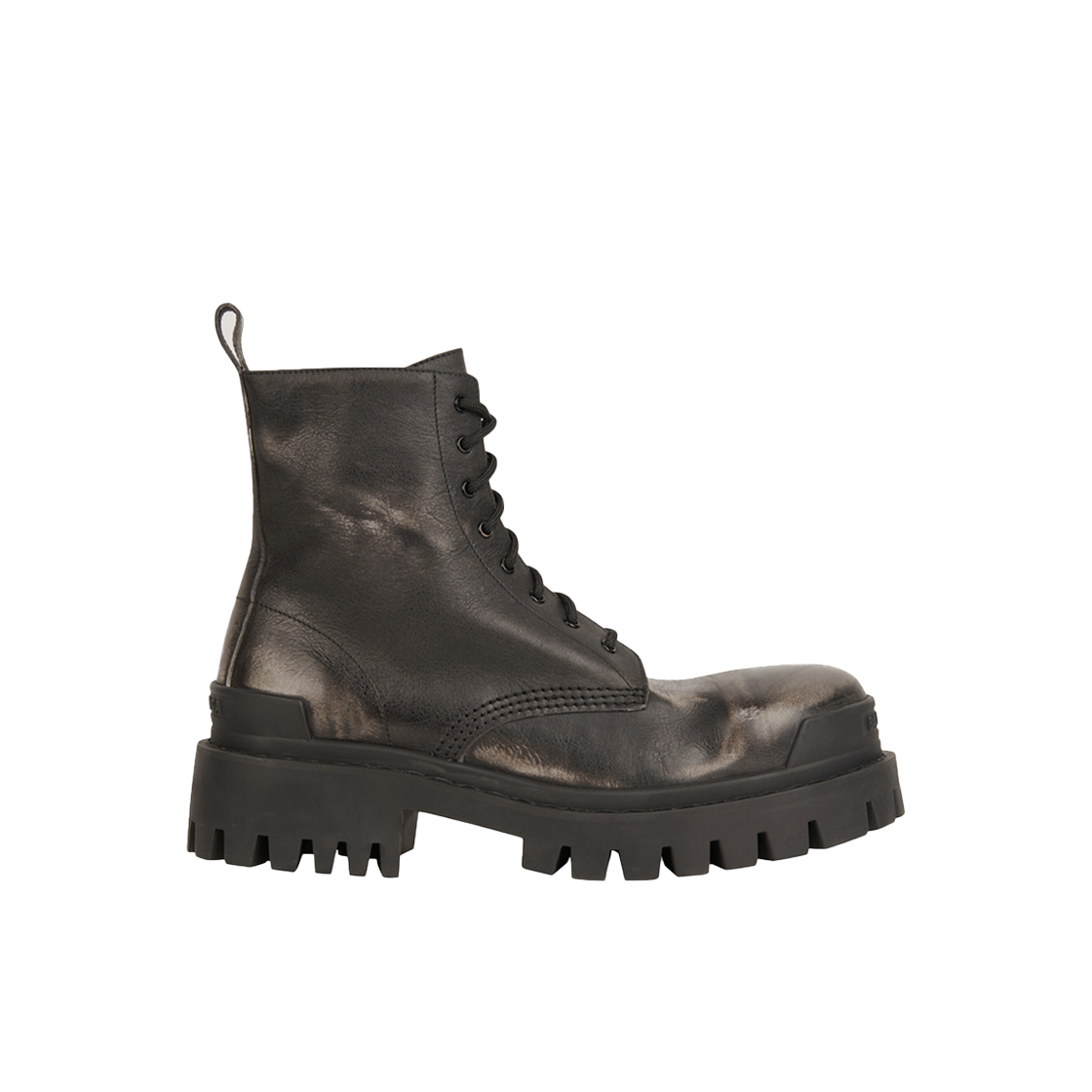 발렌시아가 스트라이크 부티 L20 에이지드 이펙트 레더 블랙