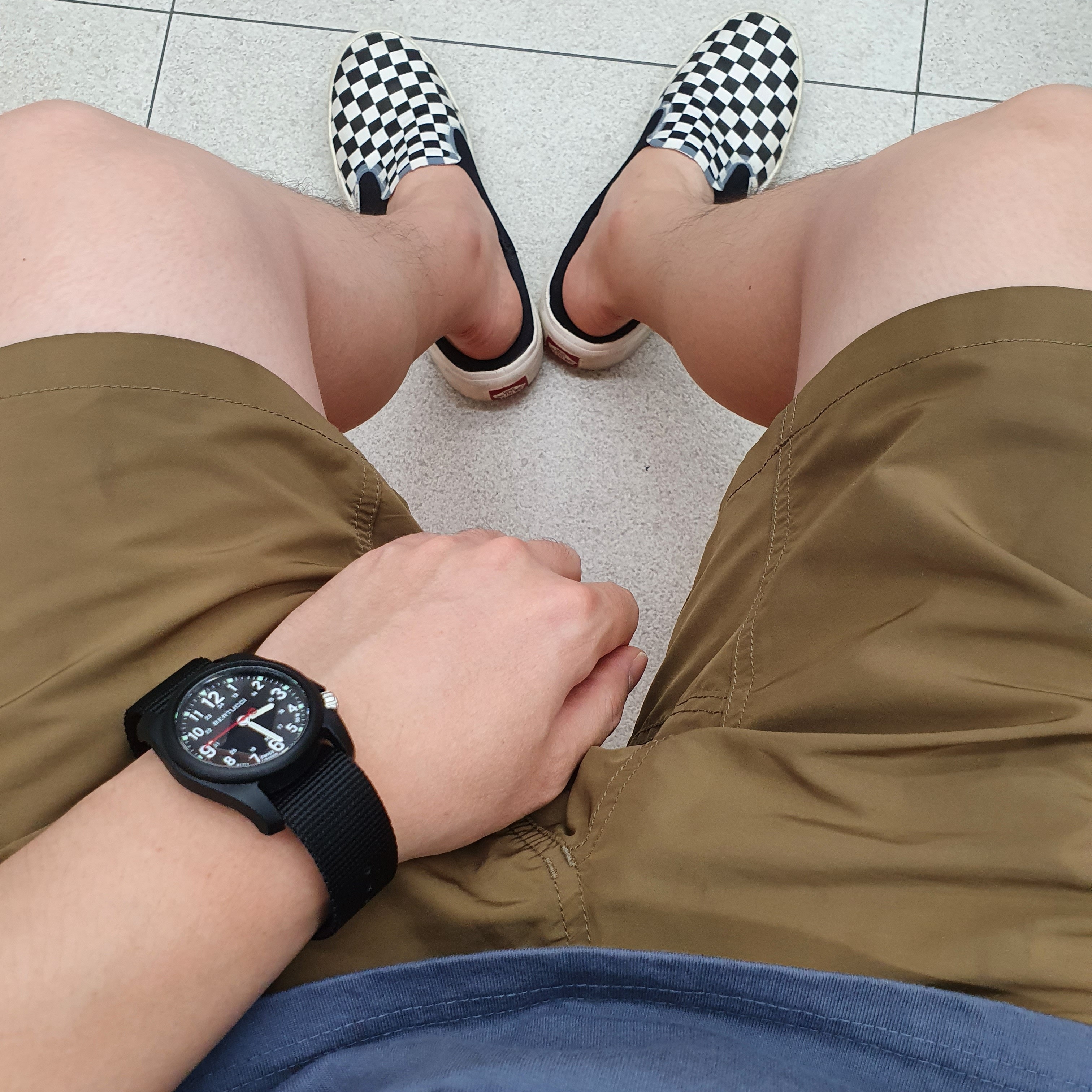 Vans Checkerboard Comfycush One Black 착용 스타일