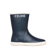 (W) Celine Flat Half Boot Les Bottles De Pont Celine in Natural Rubber Navy