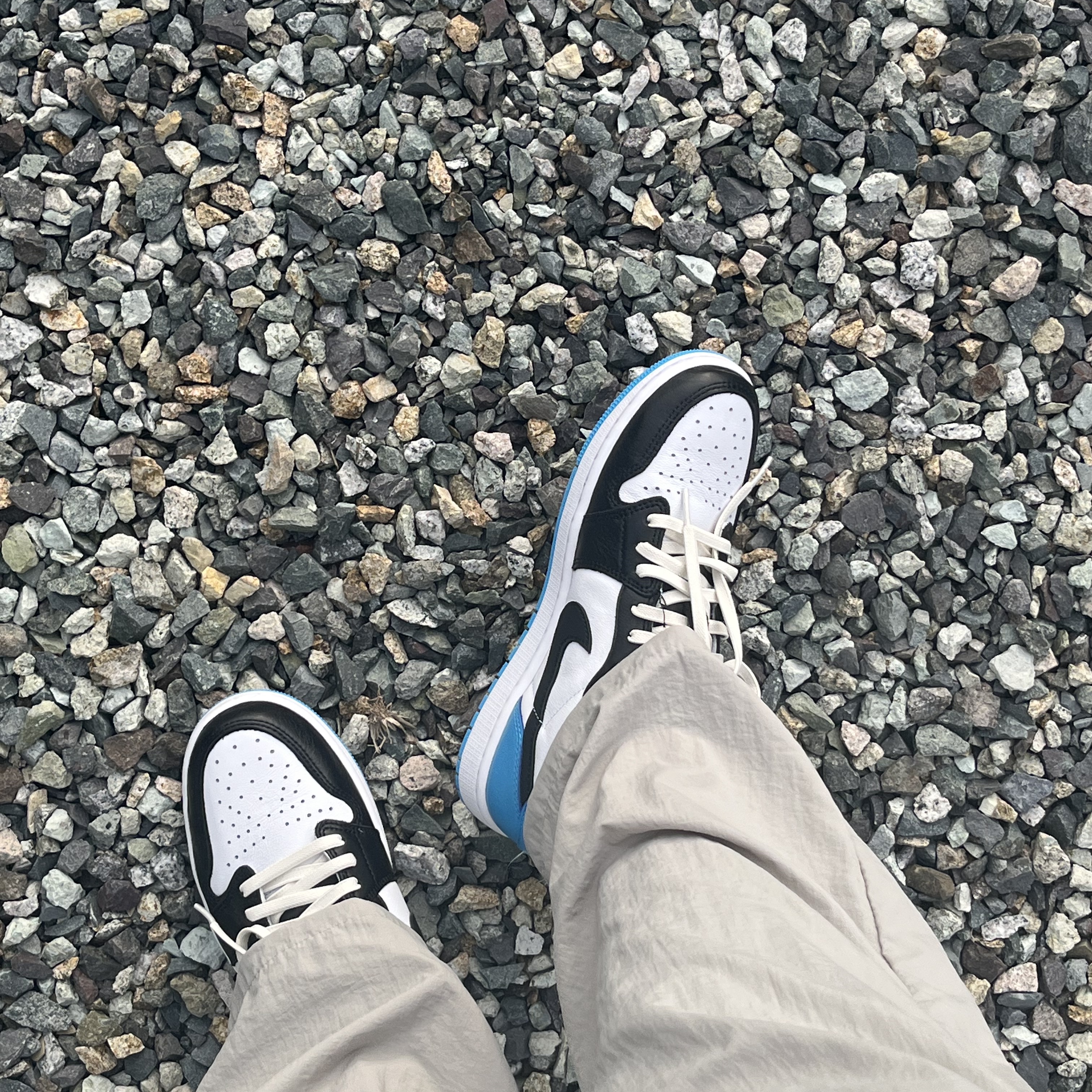 Jordan 1 Retro Low OG Black and Dark Powder Blue 착용 스타일 - 3