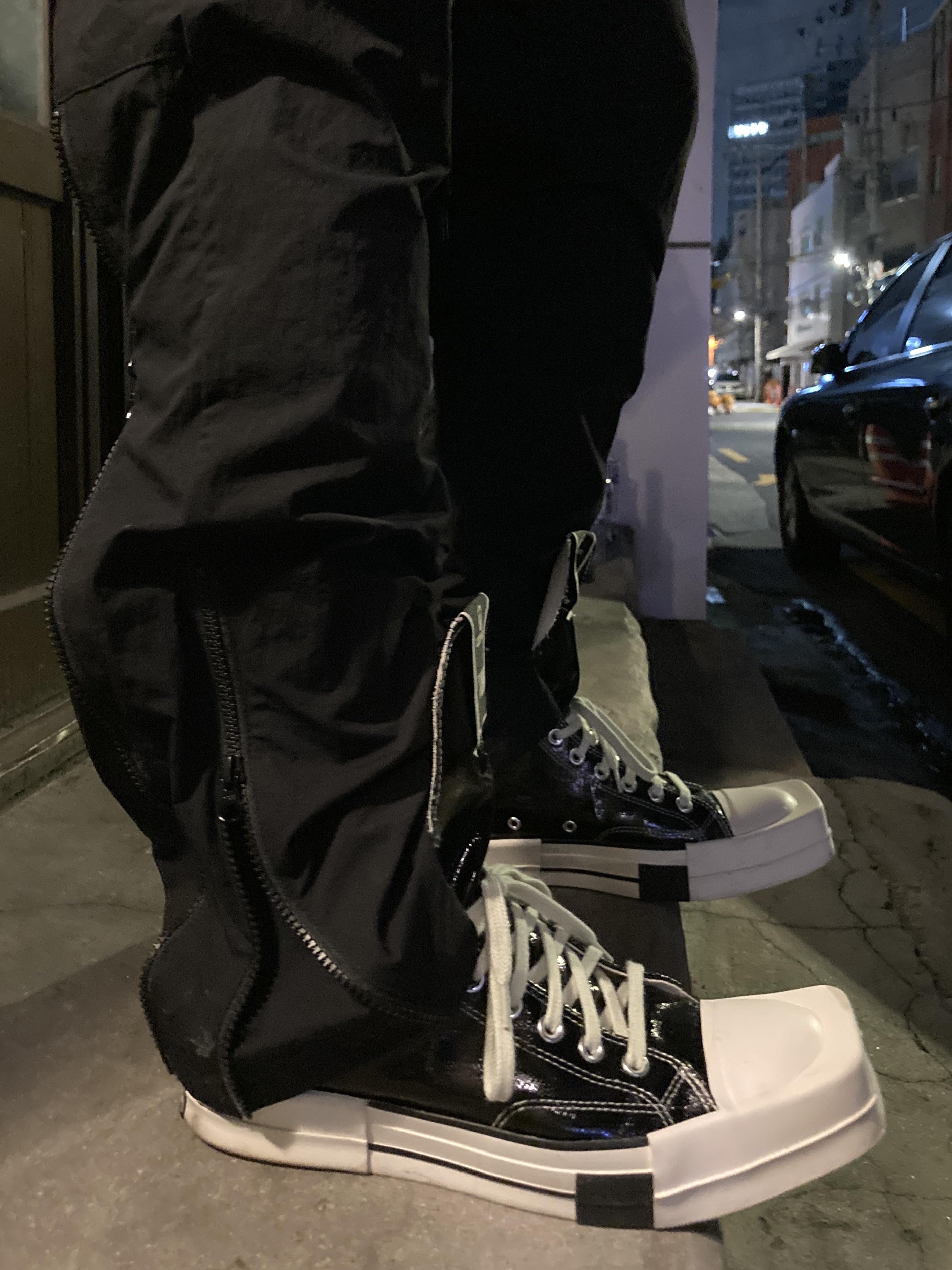 Converse x Drkshdw Turbodrk Chuck 70 Hi Black Lacquered Denim 착용 스타일