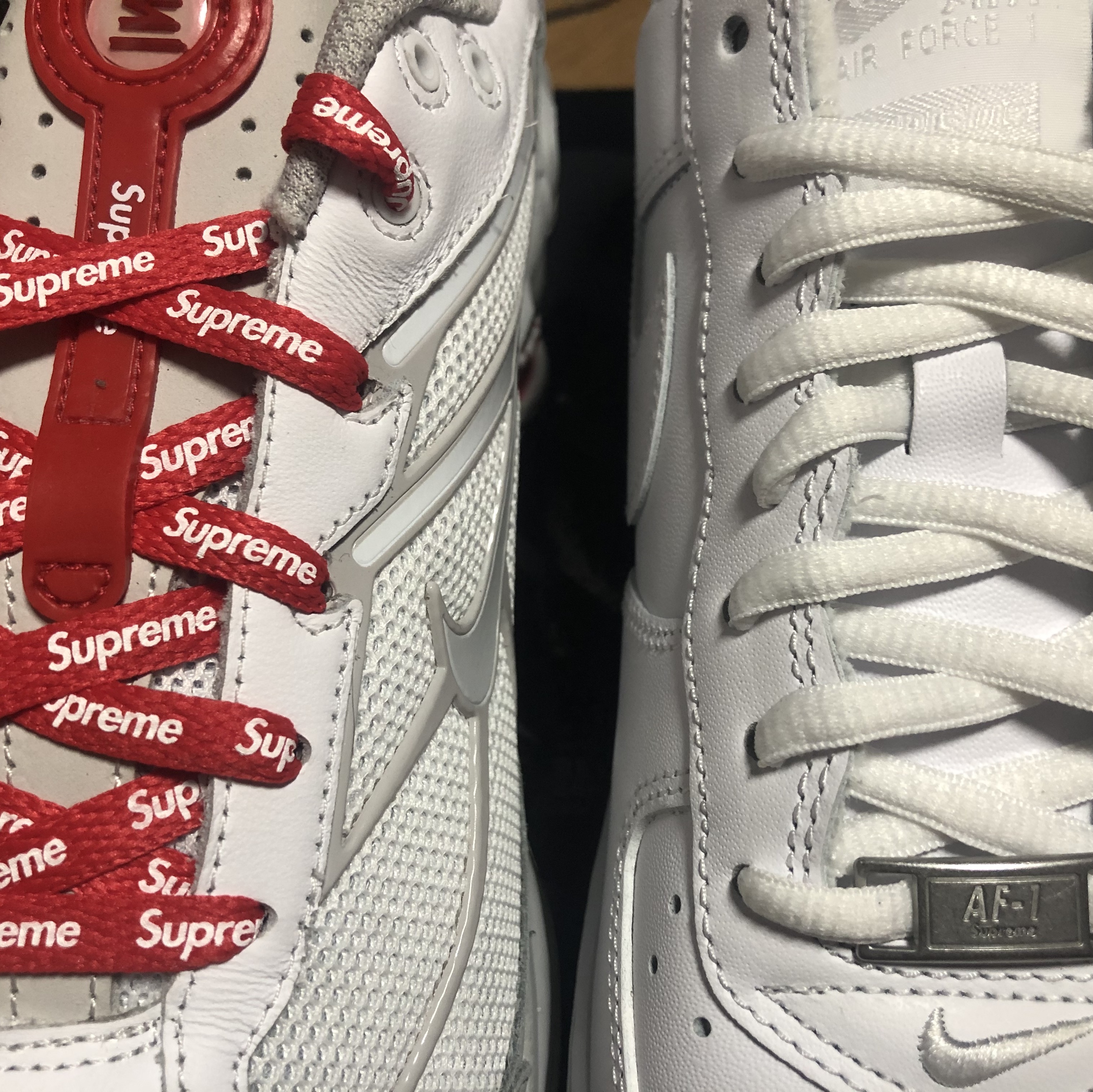 Nike x Supreme Shox Ride 2 SP White, Nike x Supreme Air Force 1 Low White 착용 스타일 - 1