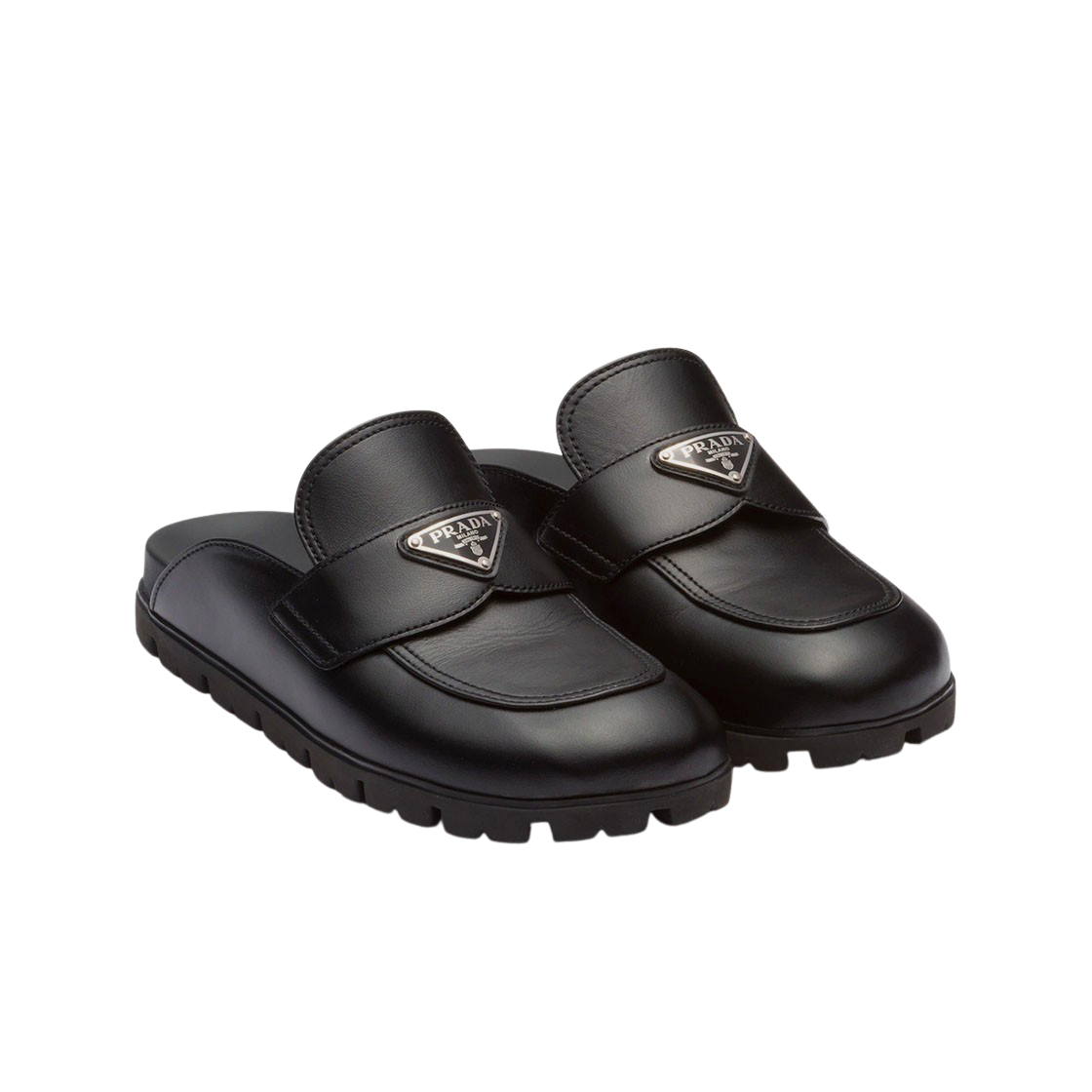 (W) 프라다 레더 뮬 블랙((W) Prada Leather Mules Black) - 2