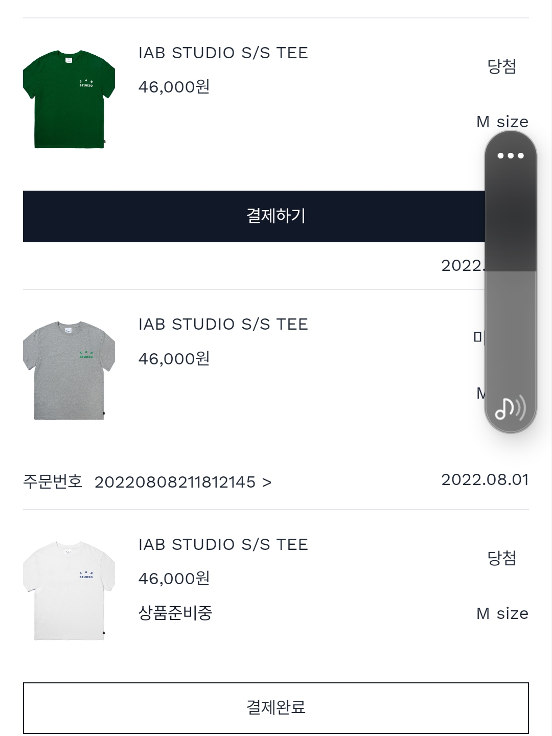IAB Studio T-Shirt White Navy - 22FW, IAB Studio T-Shirt Green - 22FW 착용 스타일