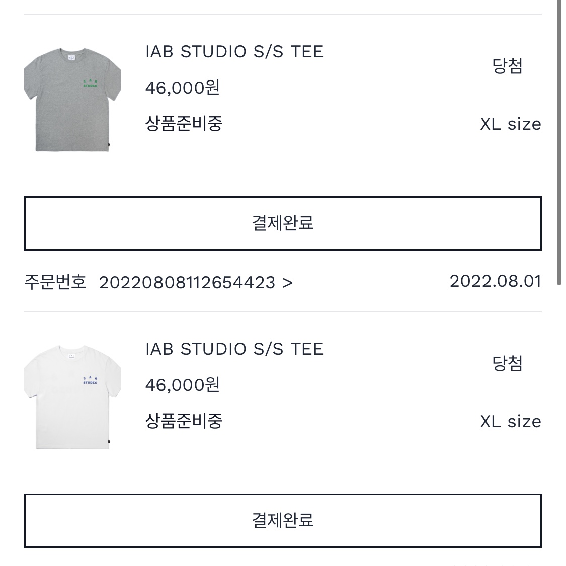 IAB Studio T-Shirt White Navy - 22FW, IAB Studio T-Shirt Gray Green - 22FW 착용 스타일