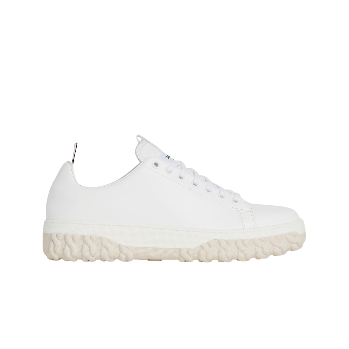톰브라운 비텔로 카프 레더 케이블 니트 솔 코트 스니커즈 화이트(Thom Browne Vitello Calf Leather Cable Knit Sole Court Sneakers White) - 1