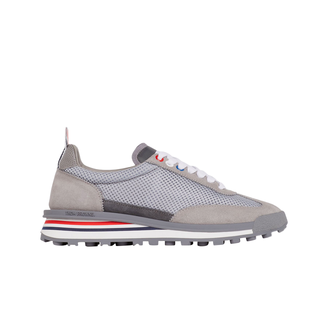 (W) 톰브라운 테수토 메쉬 스웨이드 백 언라인드 테크 러너 다크 그레이((W) Thom Browne Tessuto Mesh Suede Back Unlined Tech Runner Dark Grey) - 1