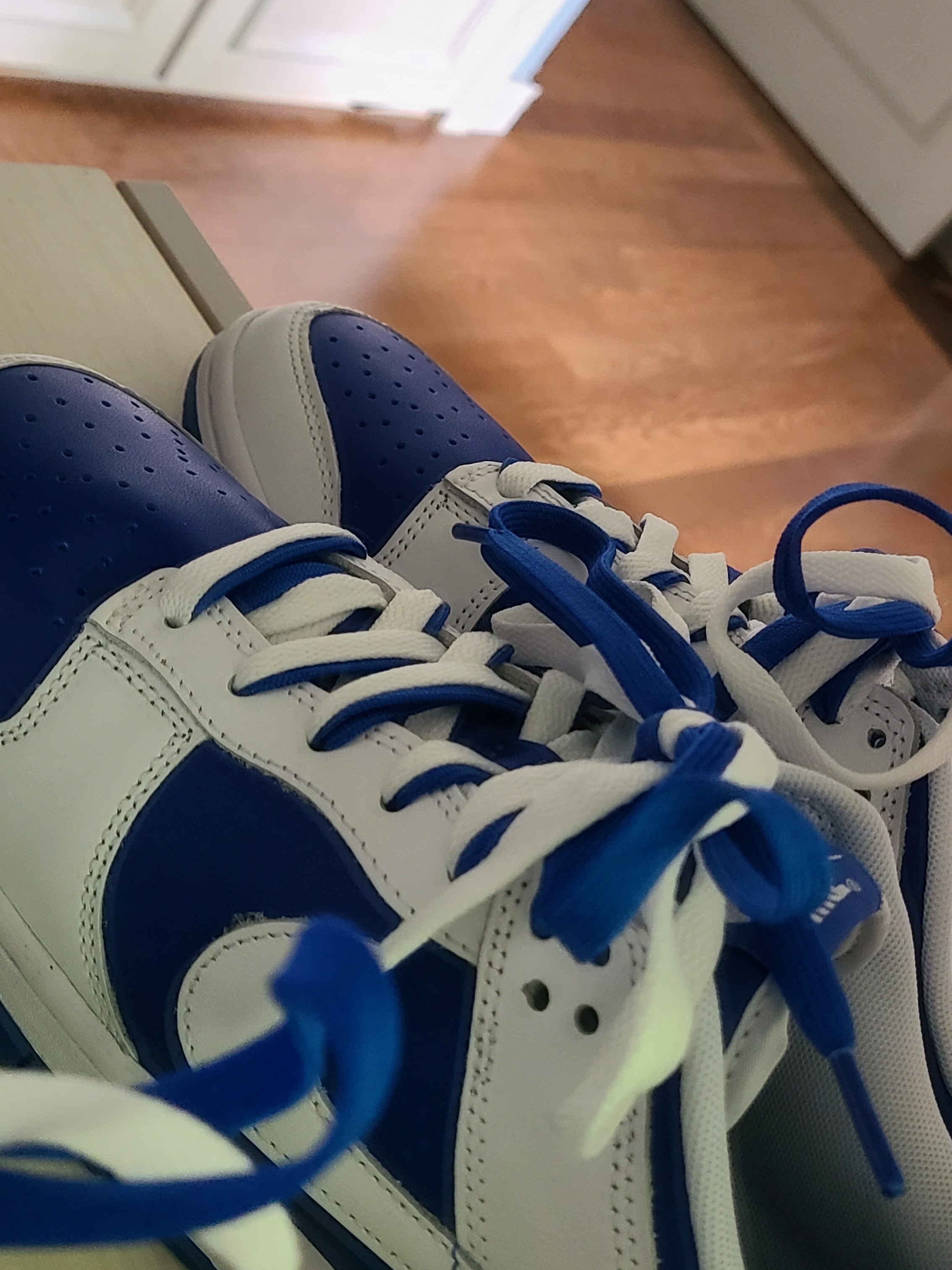 Nike Dunk Low Retro Racer Blue and White 착용 스타일 - 3