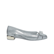 (W) Ferragamo Jelly Ballet Flat Vara Bow Silver