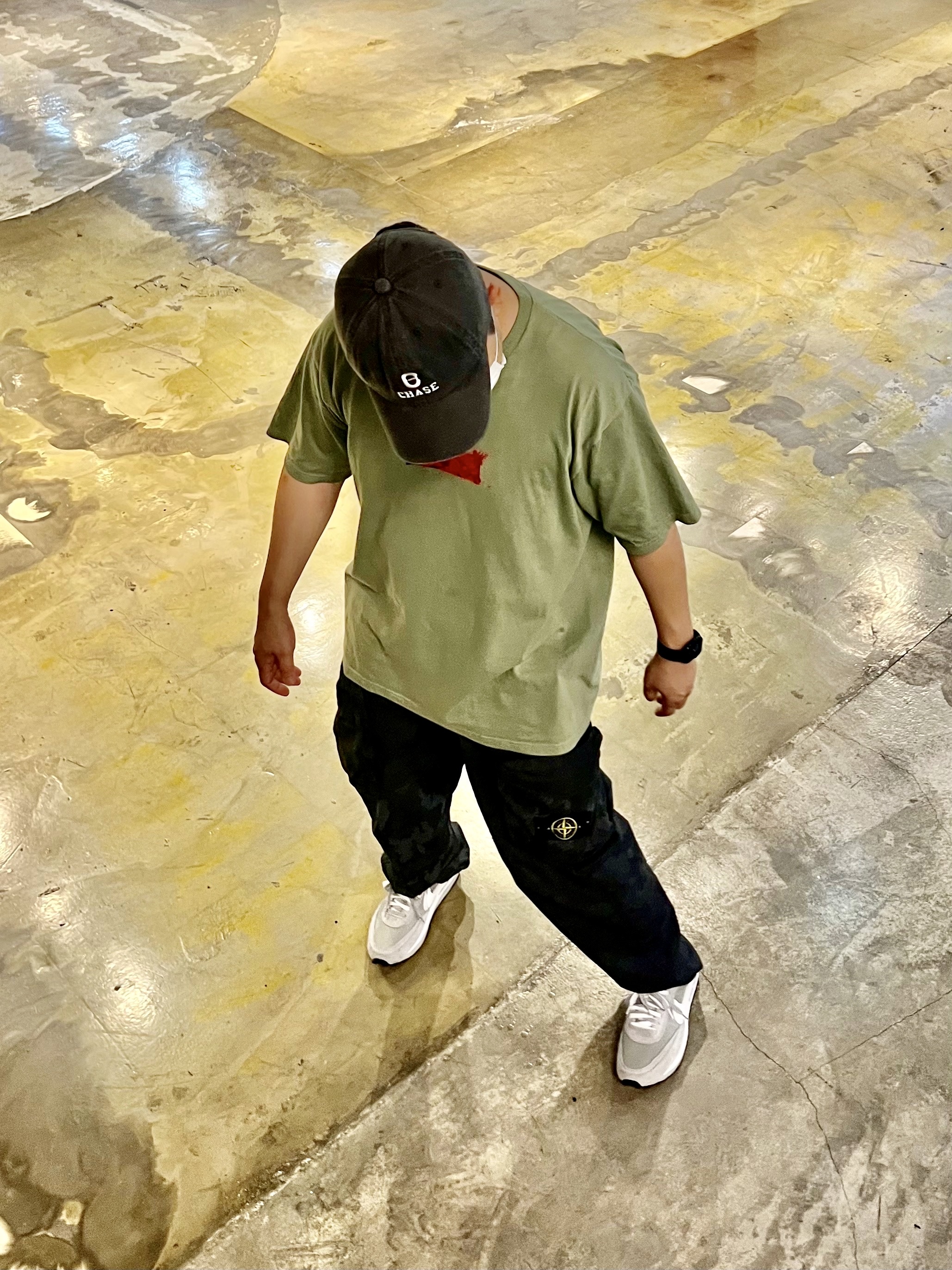 Supreme Ralph Steadman Box Logo T-Shirt Light Olive - 22SS, Supreme x Stone Island Reactive Ice Camo Ripstop Cargo Pants Black - 22SS 착용 스타일 - 2