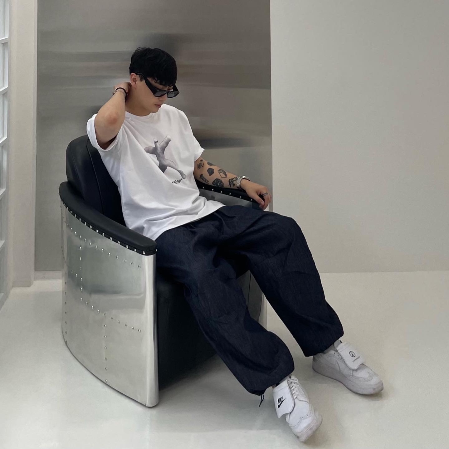 Nike x Peaceminusone Kwondo1 White 착용 스타일