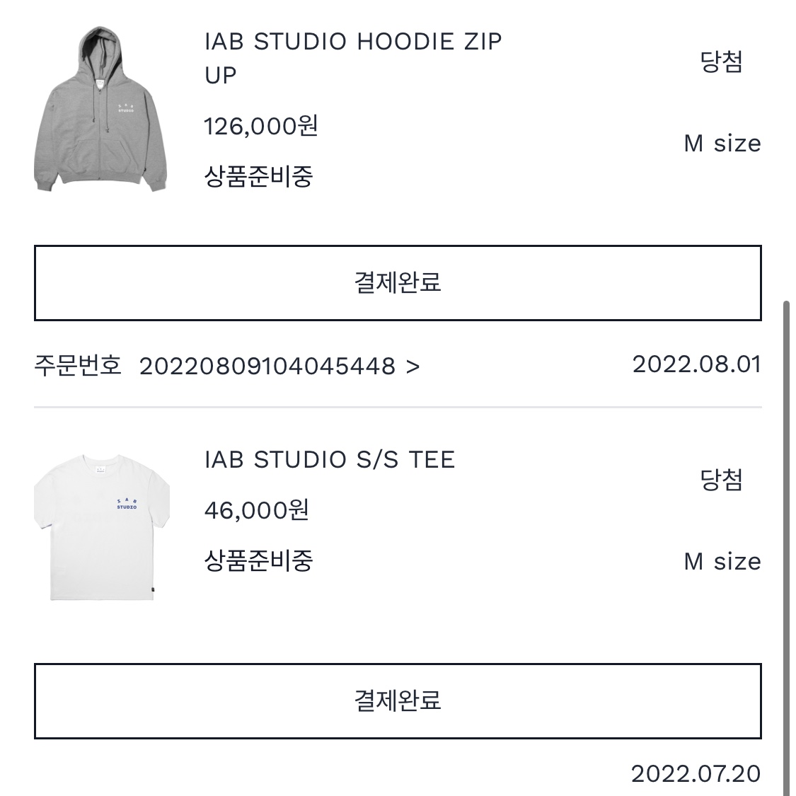 IAB Studio T-Shirt White Navy - 22FW, IAB Studio Zip-Up Hoodie Gray - 22FW 착용 스타일