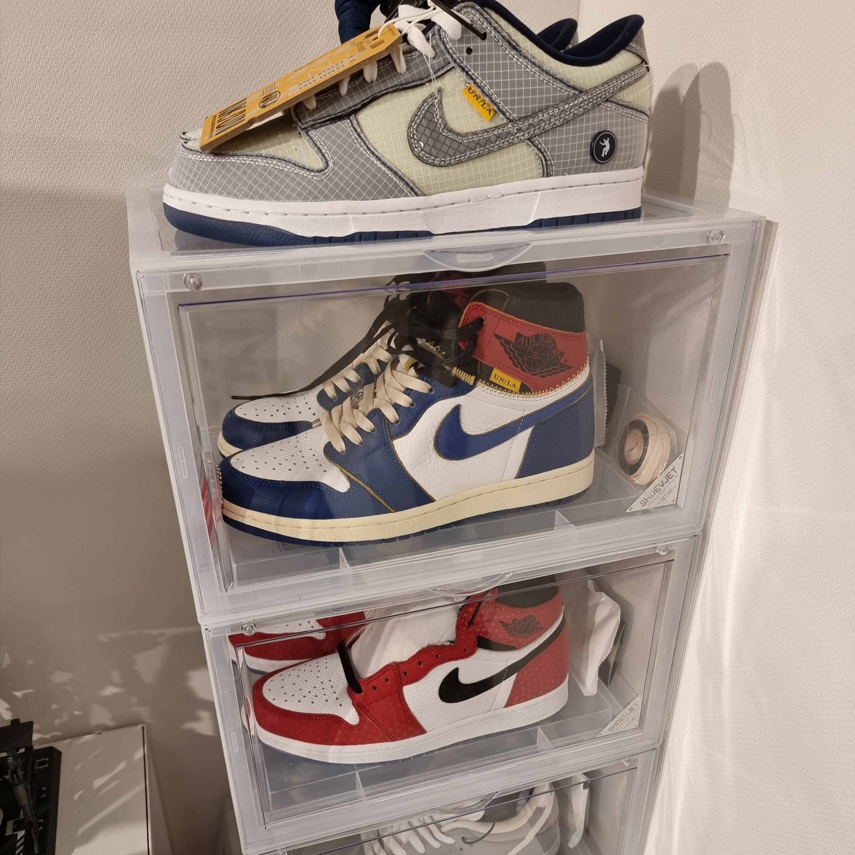 Nike x Union Dunk Low Passport Pack Pistachio, Jordan 1 x Union Retro High Blue Toe 착용 스타일