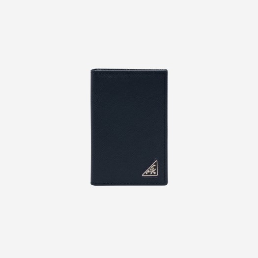 프라다 사피아노 레더 카드 홀더 발틱 블루