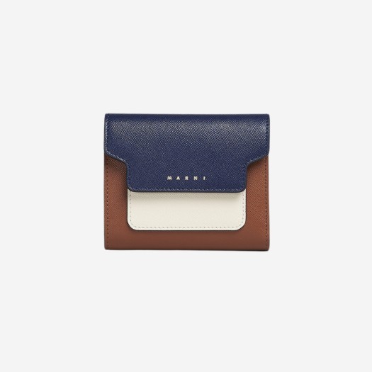 마르니 사피아노 트라이폴드 지갑 블루블랙 쉘 모카