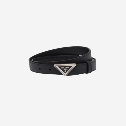 (W) Prada Saffiano Leather Belt Black