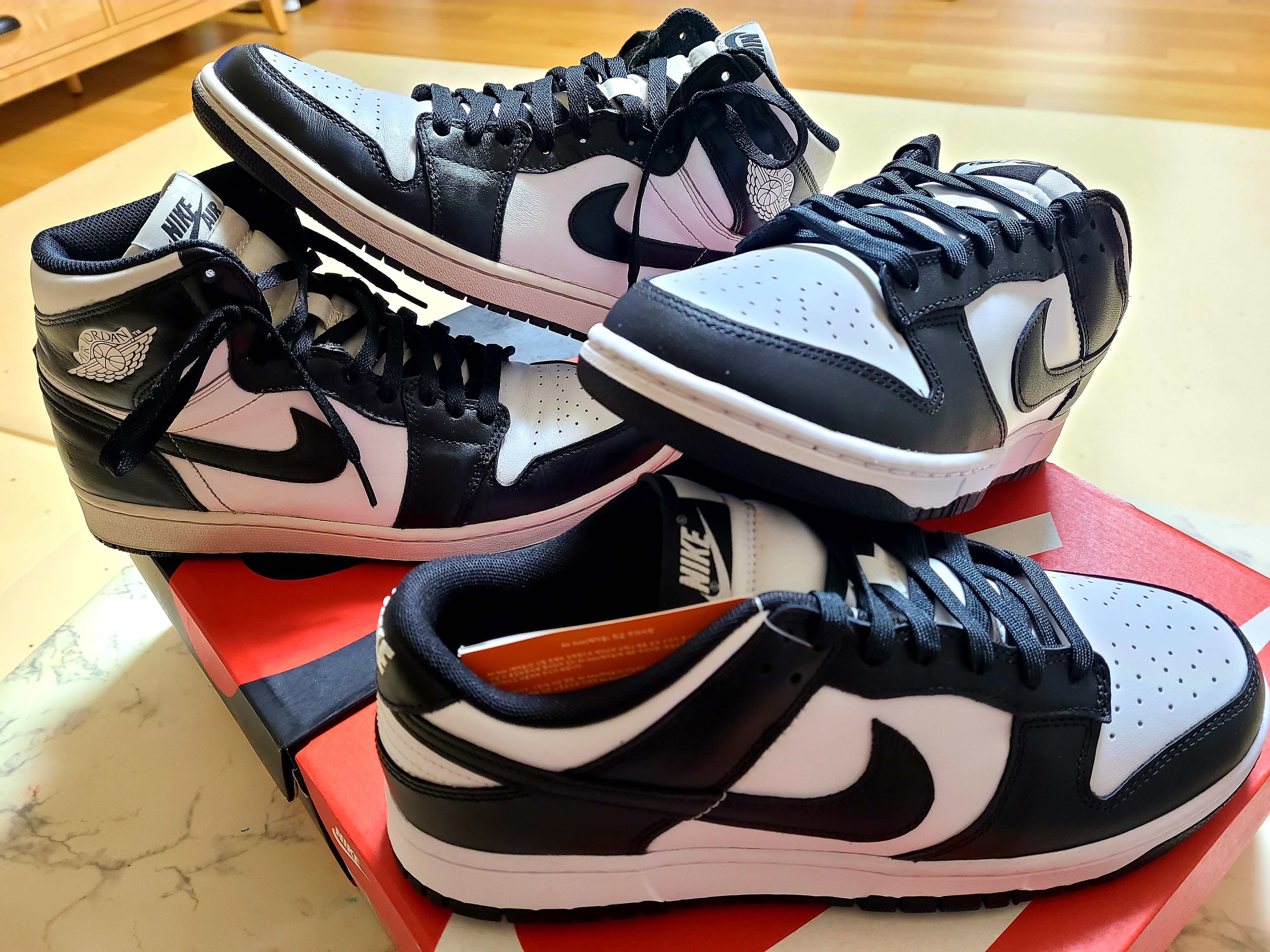 Nike Dunk Low Retro Black, Jordan 1 Retro High OG Black White 2014 착용 스타일 - 3