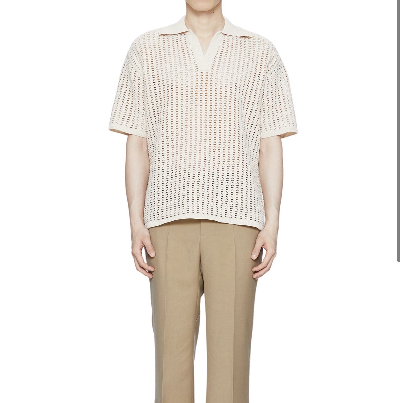 Wooyoungmi Open Collar Knit Beige - 22SS 착용 스타일