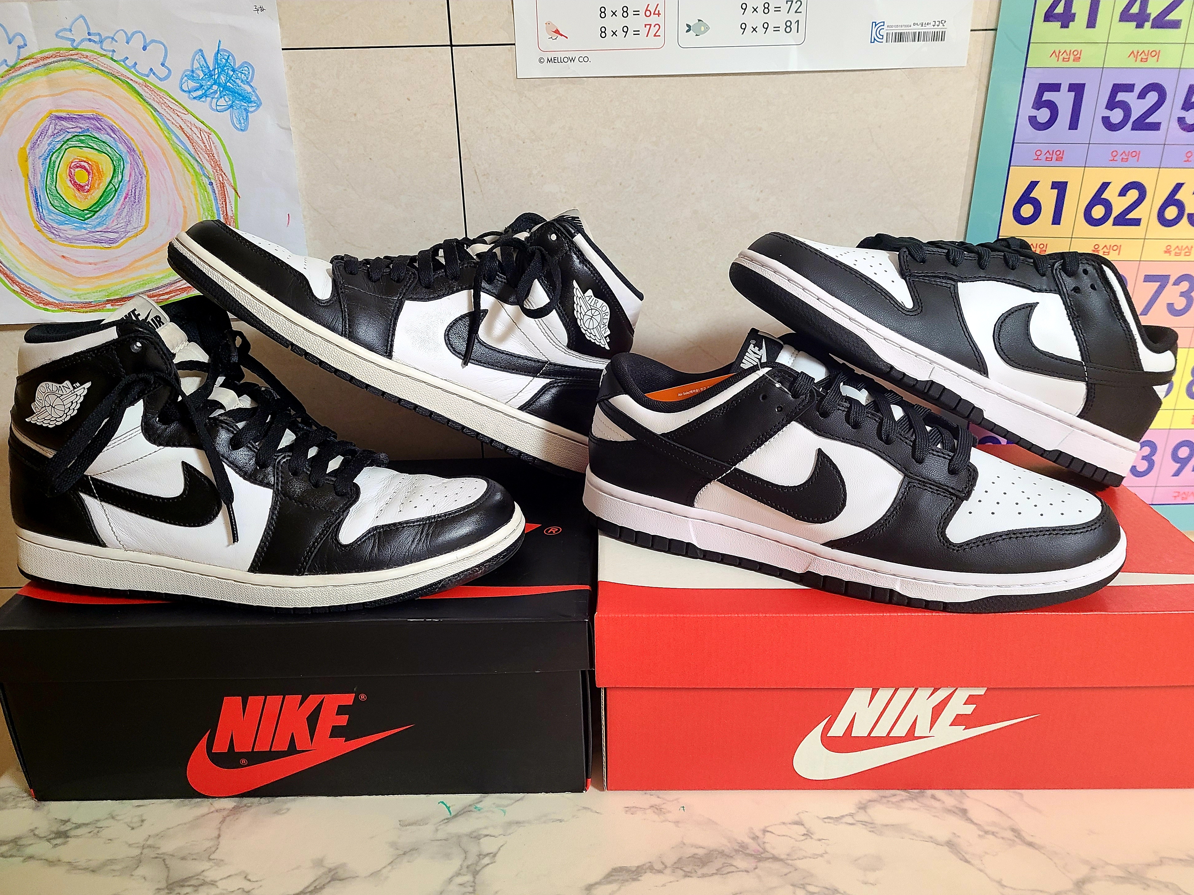 Nike Dunk Low Retro Black, Jordan 1 Retro High OG Black White 2014 착용 스타일 - 4