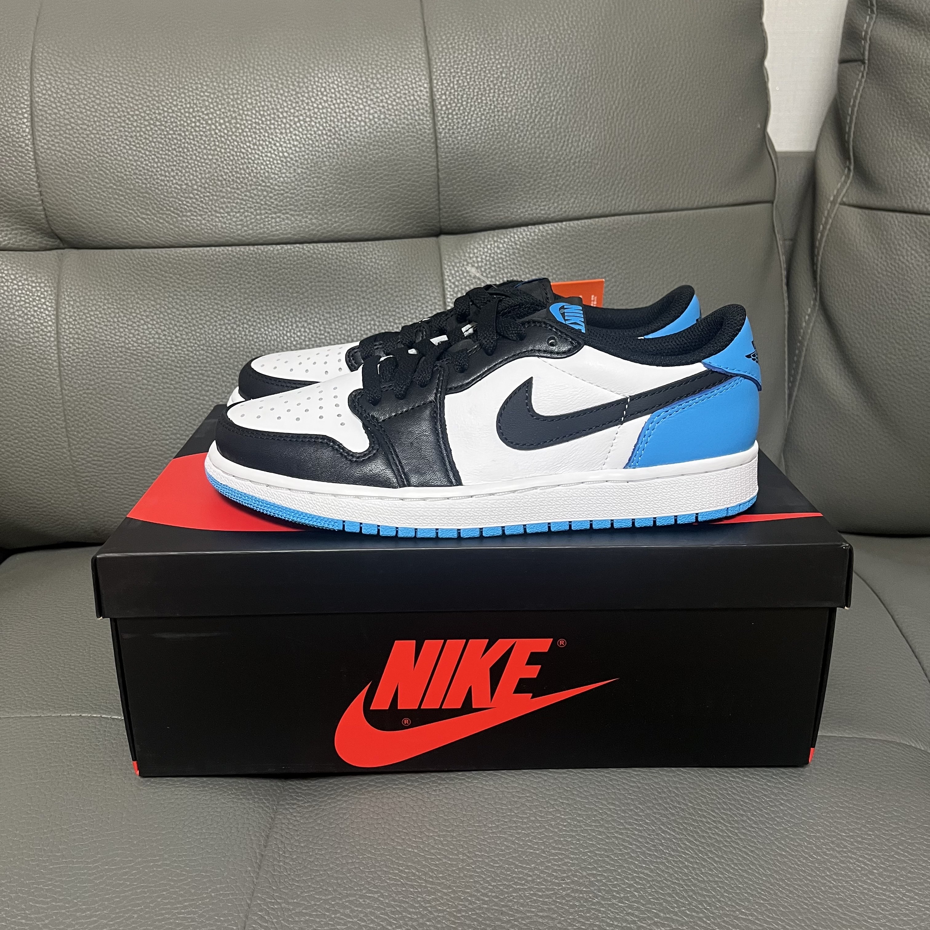 Jordan 1 Retro Low OG Black and Dark Powder Blue 착용 스타일 - 3