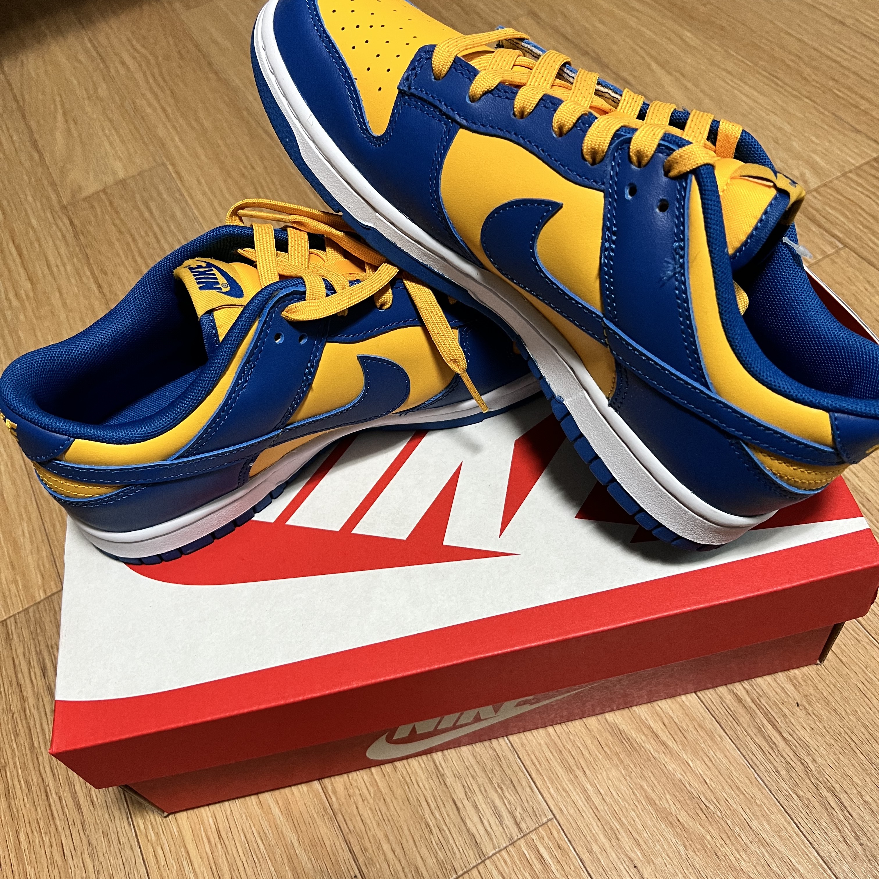 Nike Dunk Low Retro Blue Jay and University Gold 착용 스타일 - 3