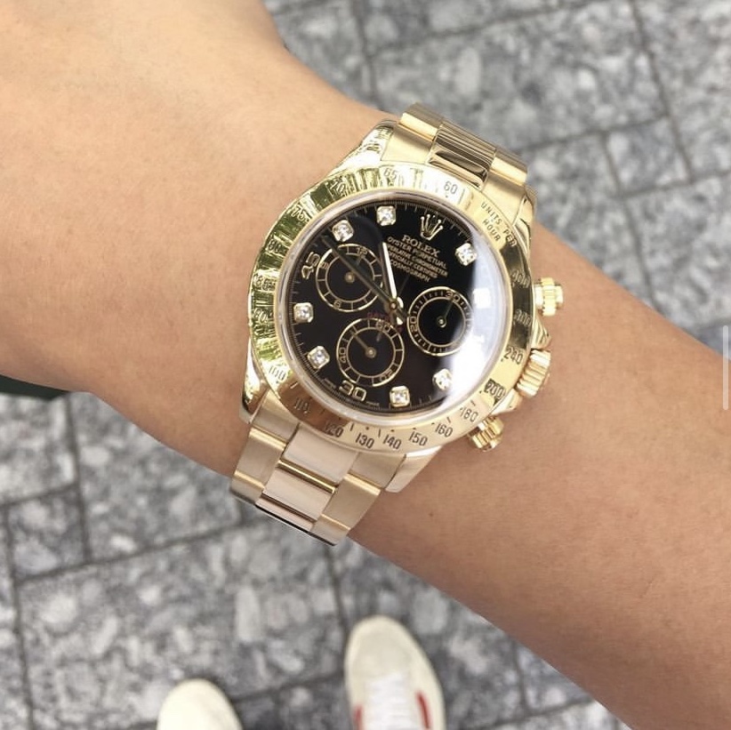 Rolex Cosmograph Daytona 40mm 116508 Black Diamond-Set Oyster 착용 스타일