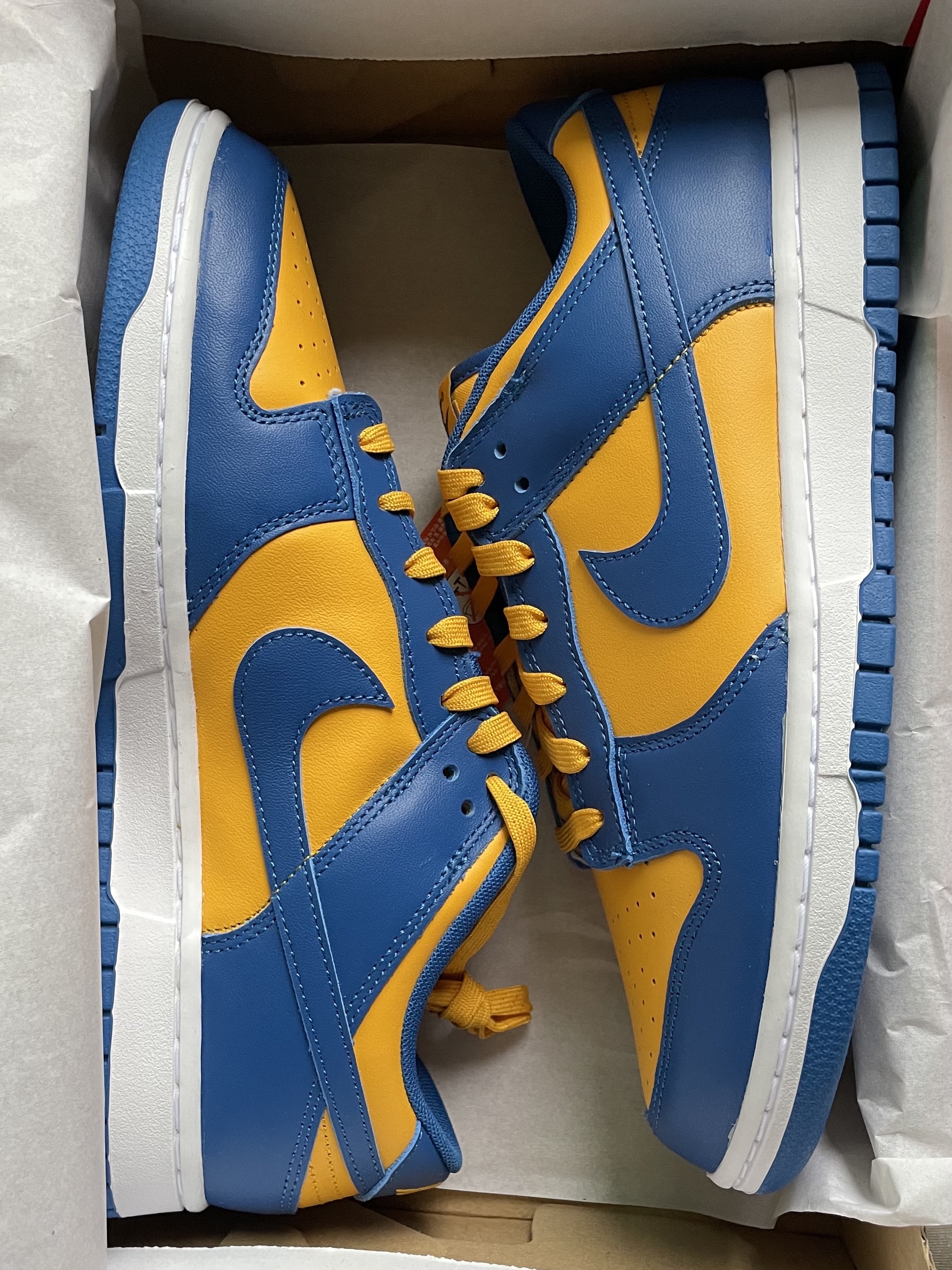 Nike Dunk Low Retro Blue Jay and University Gold 착용 스타일